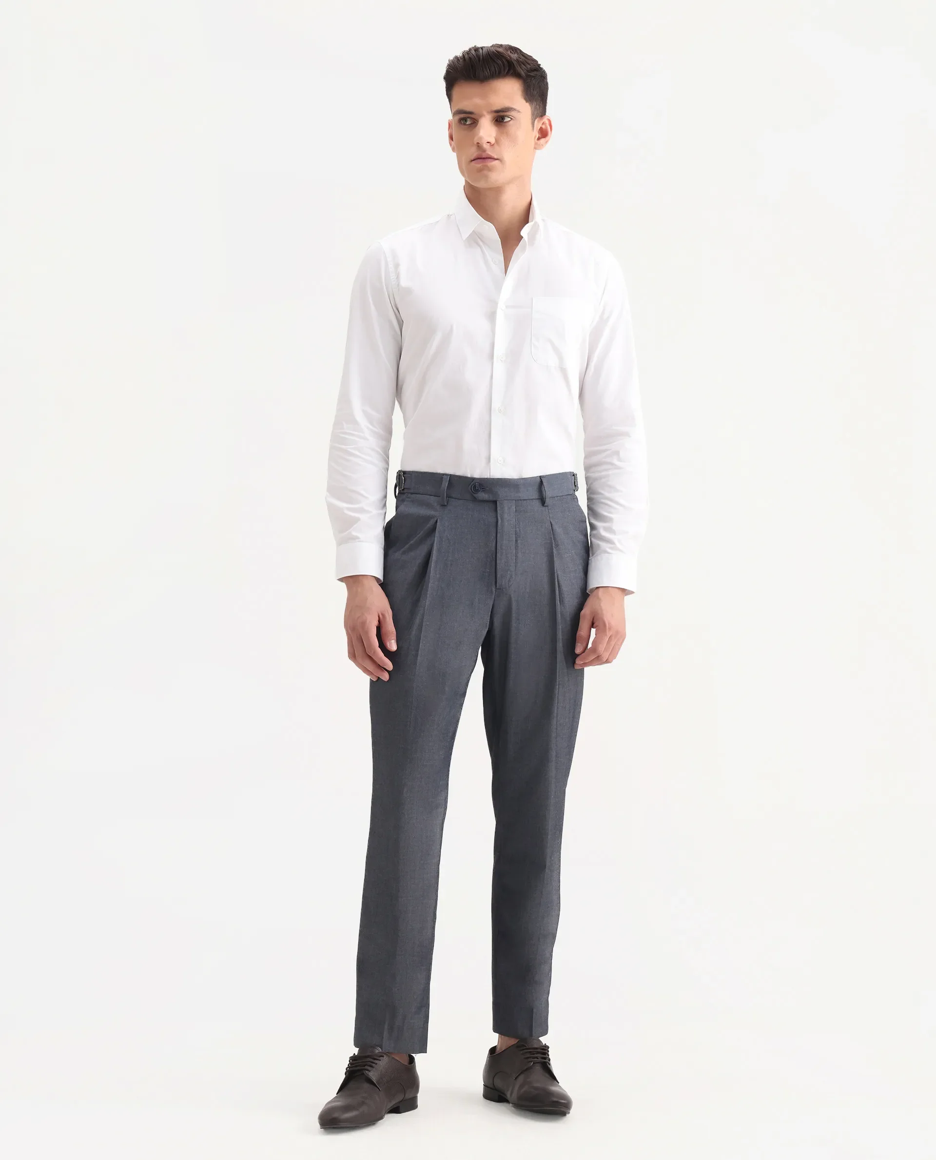 Rare Rabbit Men's Naji Blue Cotton Blend Plain Relaxed Fit Trouser - Image 4