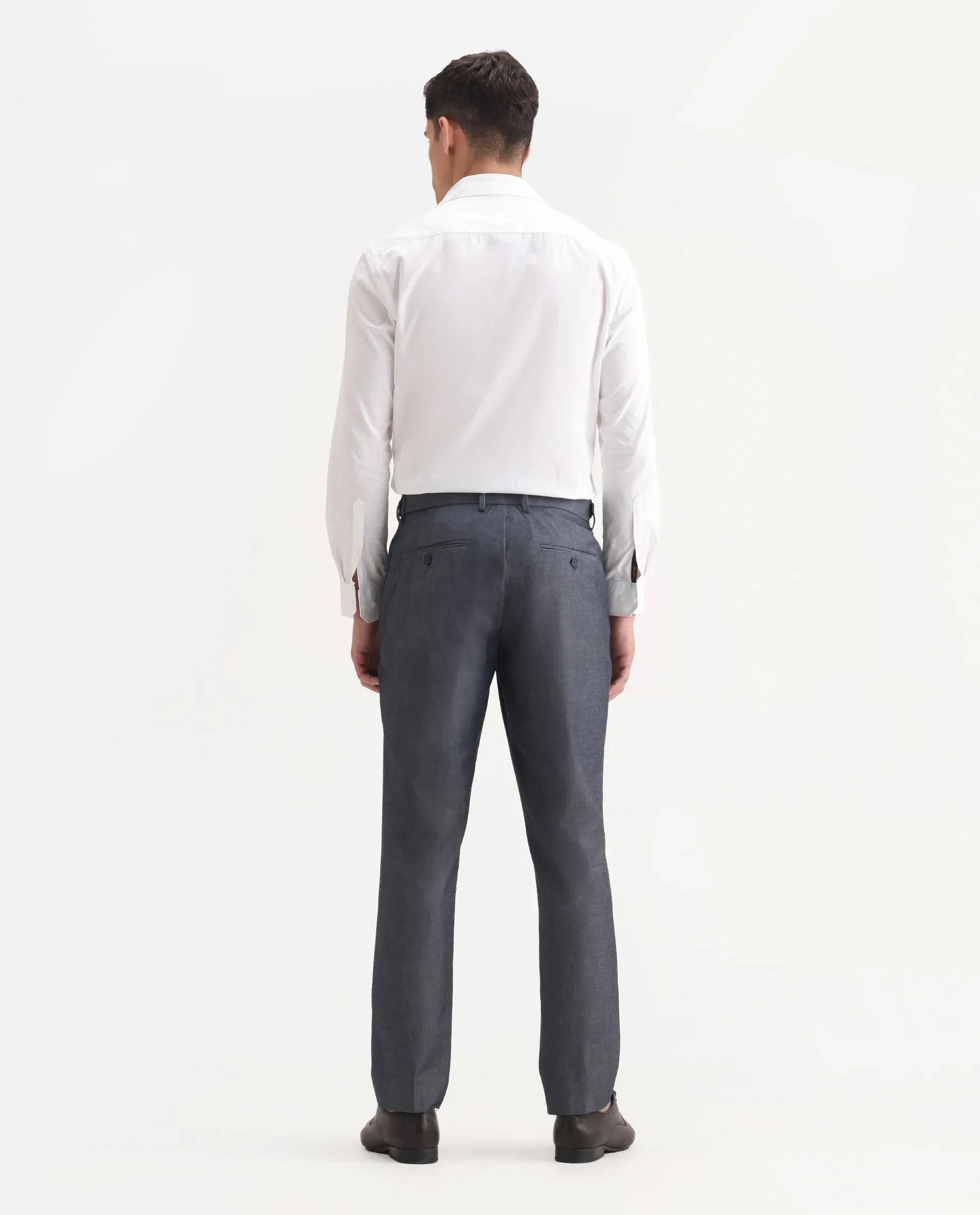 Rare Rabbit Men's Naji Blue Cotton Blend Plain Relaxed Fit Trouser - Image 8