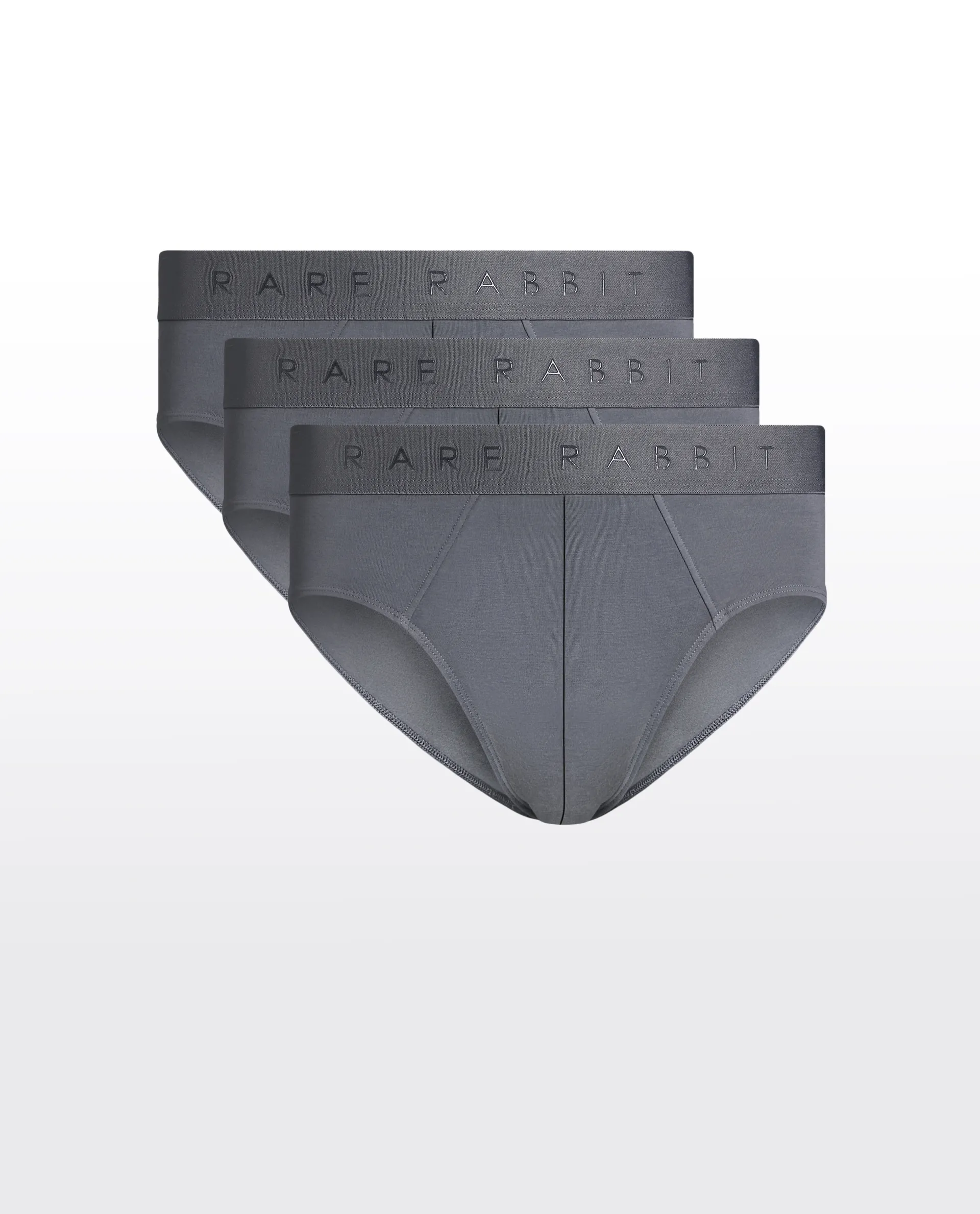 Rare Rabbit Men Near Grey Soft Cotton Stretch Briefs (Pack Of 3)