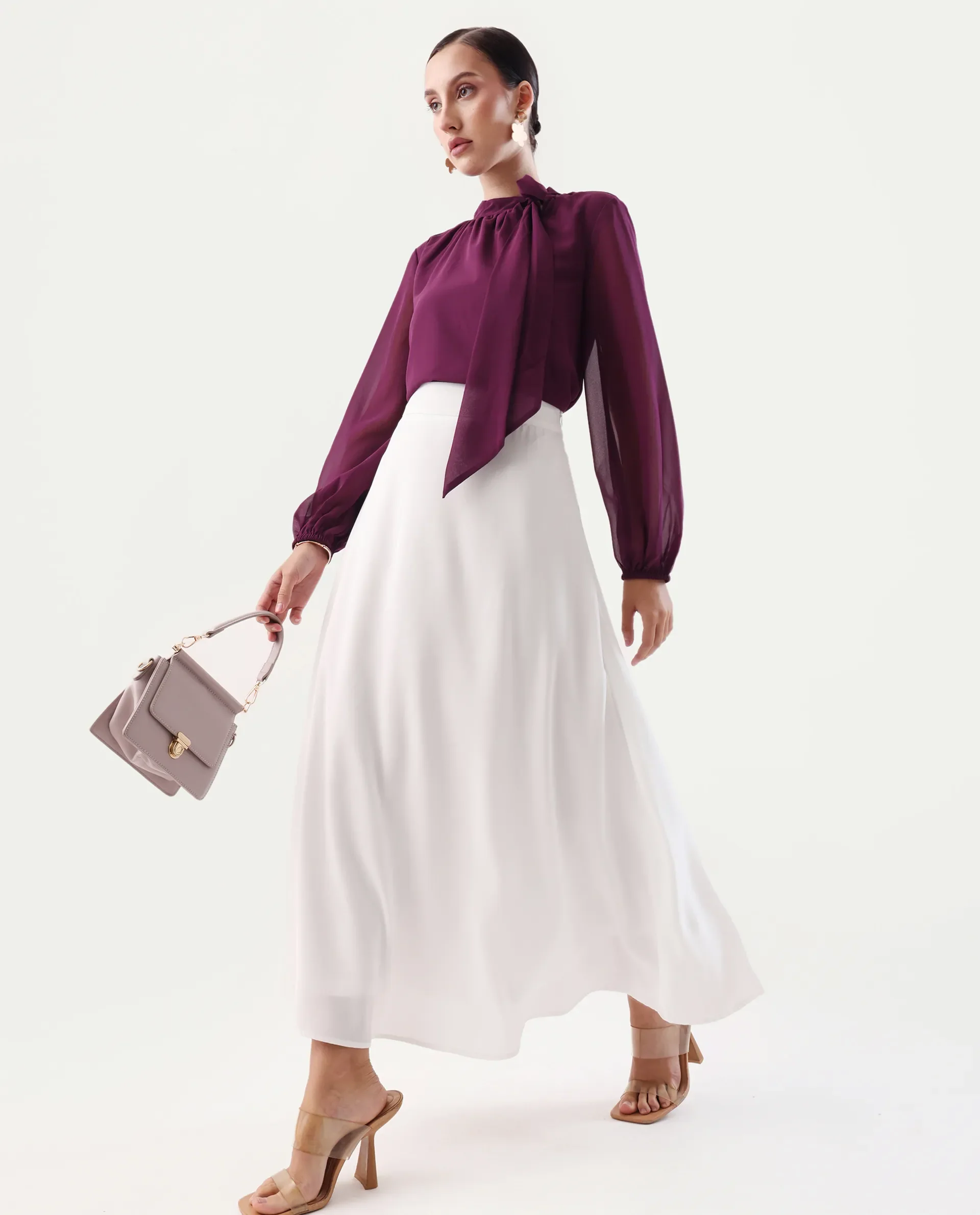 Rareism Women's Nuva B Off White Cotton A-Line Skirt