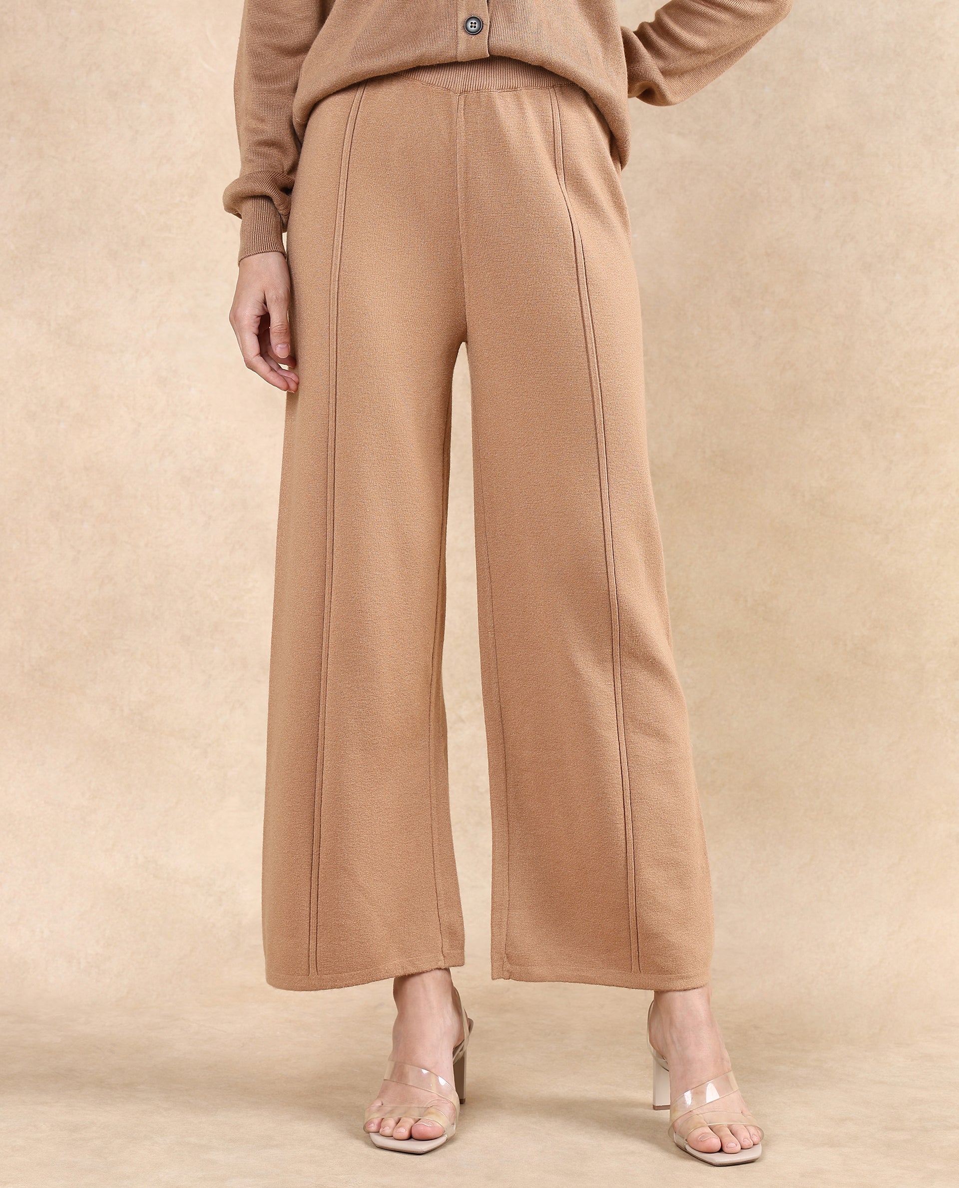 Rareism Women's Omerli B Beige Viscose Plain Ankle Length Straight Fit Trouser - Image 2