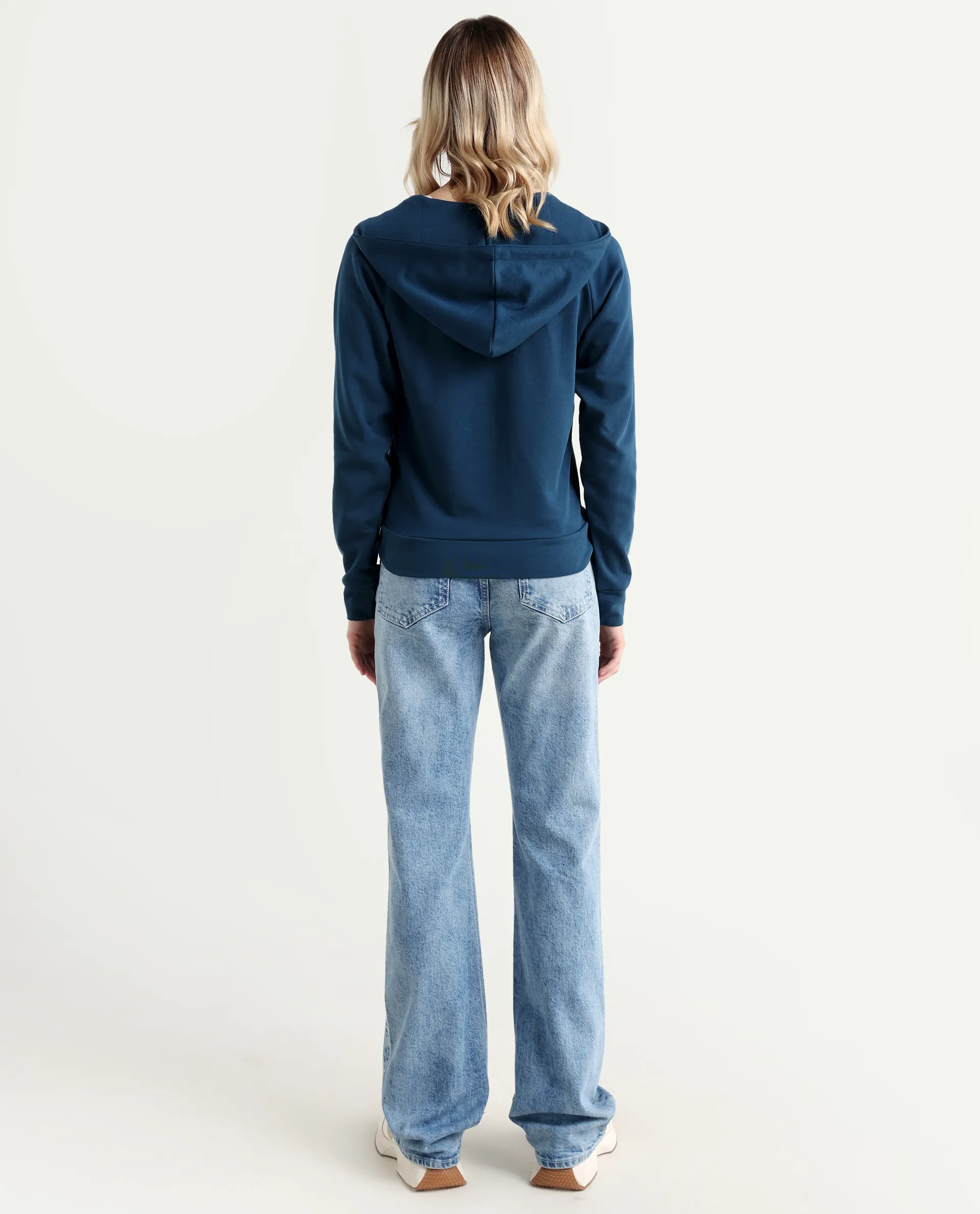 Rareism Women's Osseo Pastel Blue Cotton Blend Plain Ankle Length Smart Straight Fit Jeans - Image 8