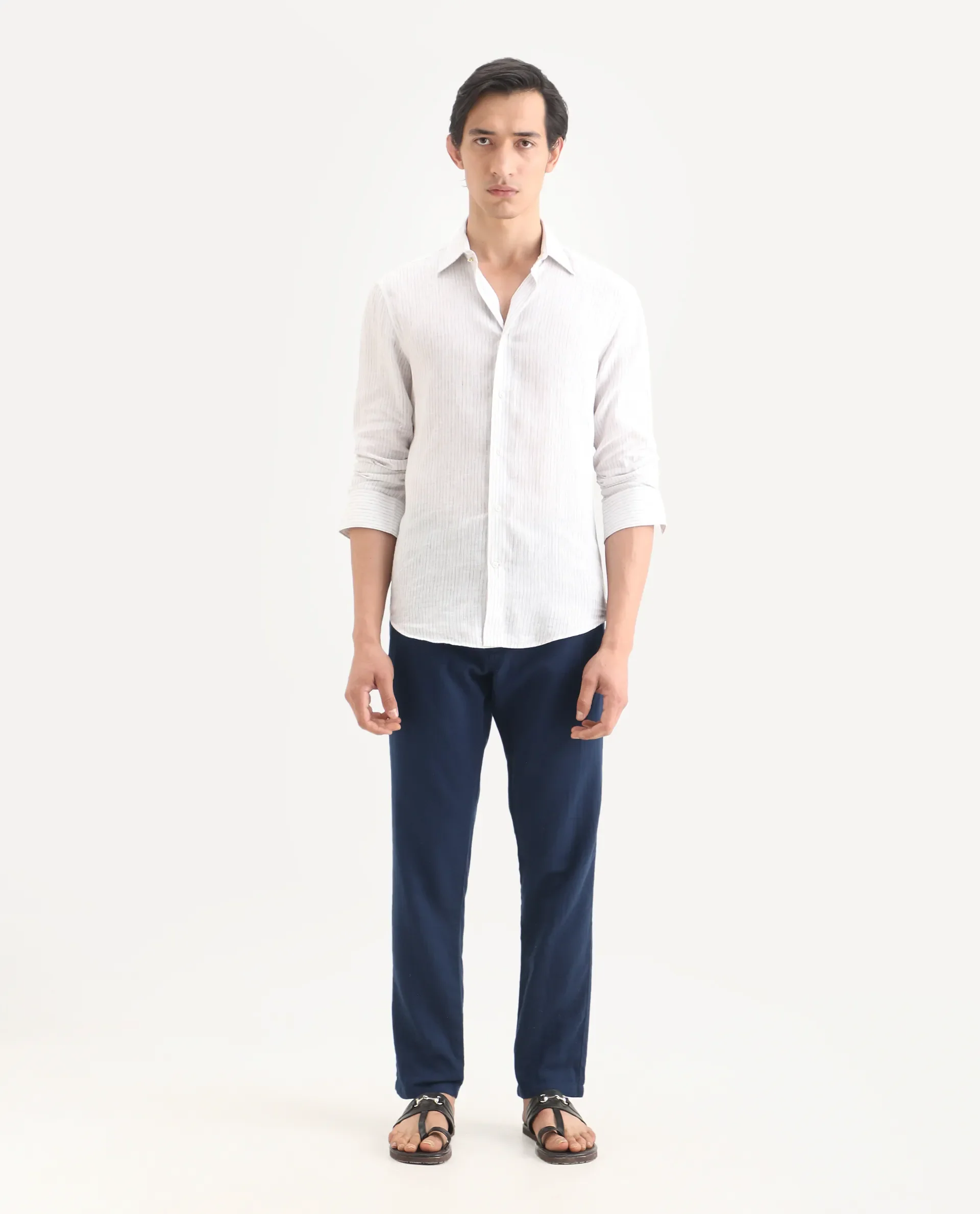 Rare Rabbit Men's Pastor-Ss26 Dark Blue Cotton Fabric Regular Fit Drawstring Plain Trouser - Image 2