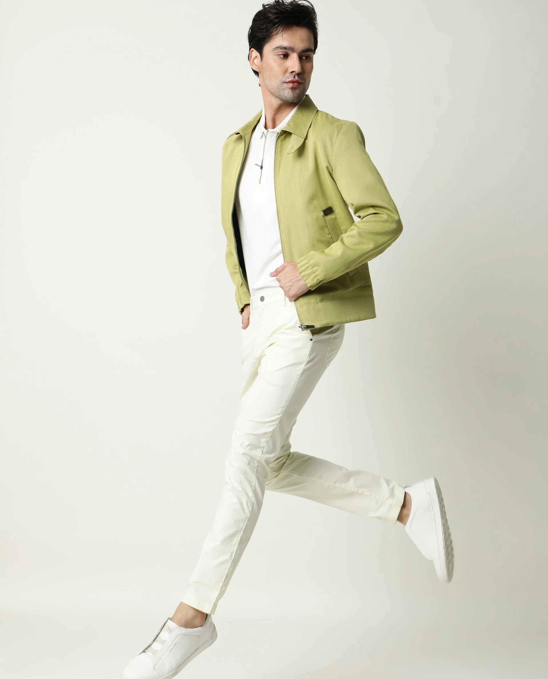Rare Rabbit Men's Popin Green Cotton Plain Slim Fit Trouser - Image 13