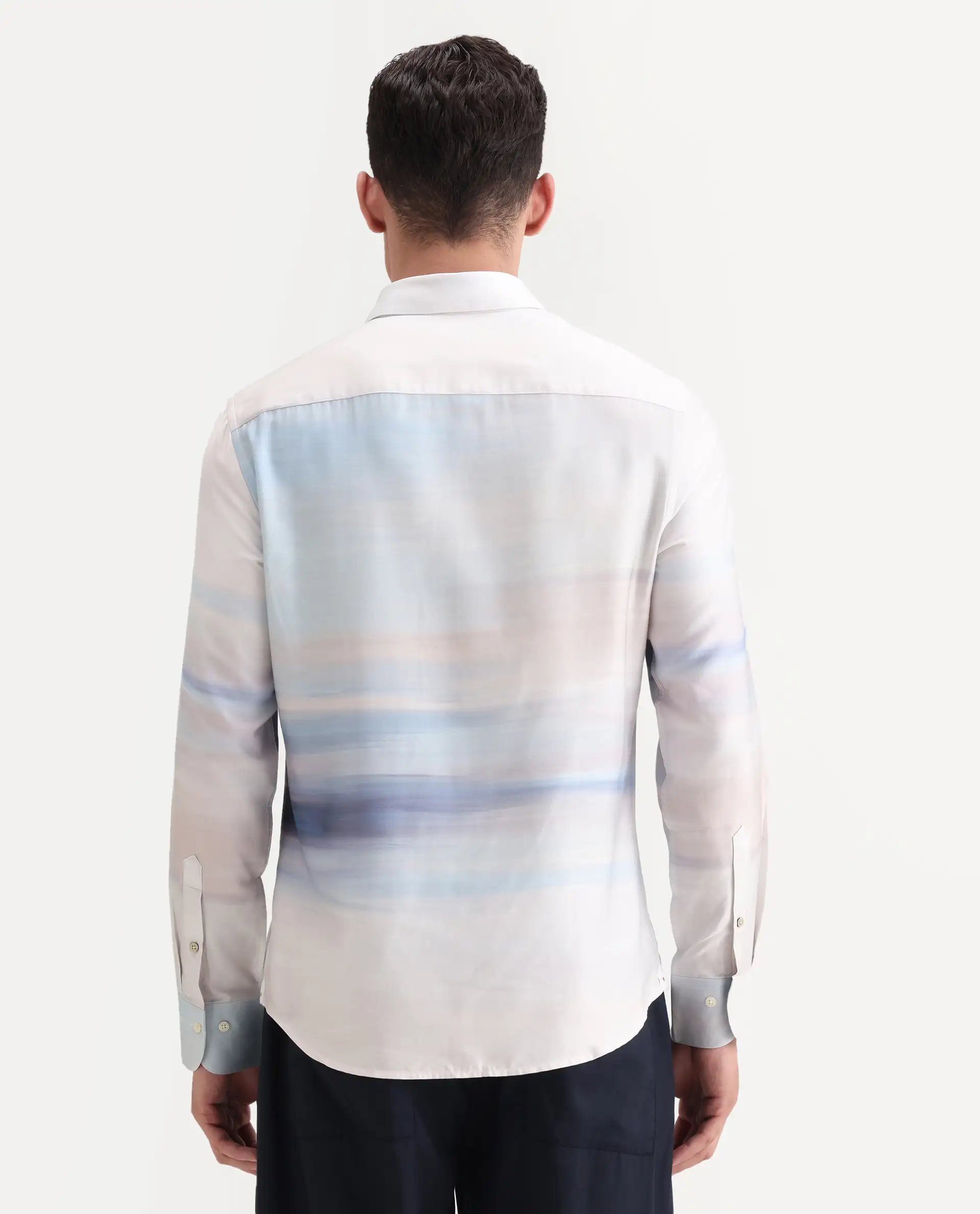 Rare Rabbit Men's Pumot Off White Cotton Blend Abstract Print Regular Fit Full Sleeve Collared Shirt - Image 8