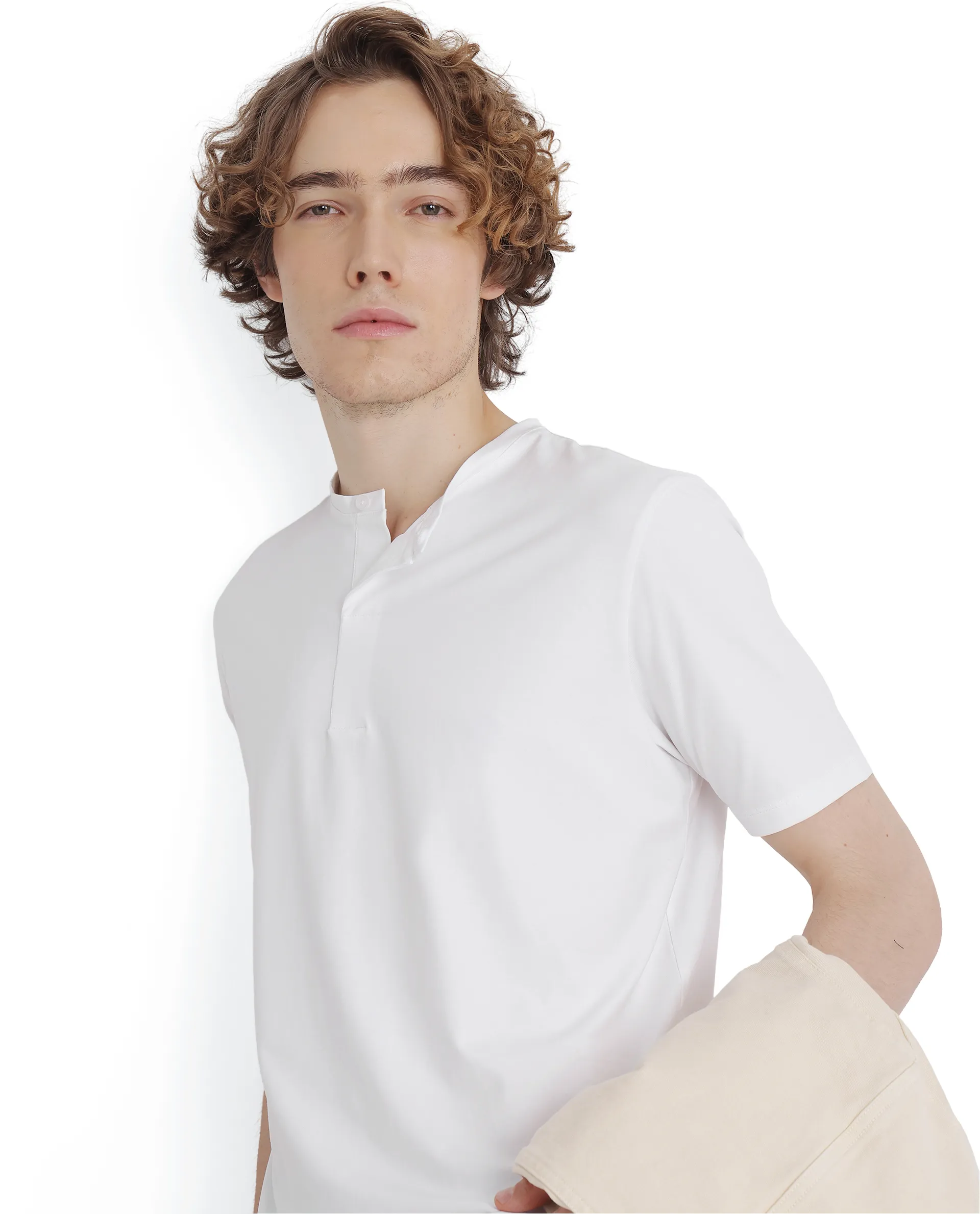 Rare Rabbit Men's Purt White Cotton Plain Regular Fit Half Sleeve Crew Neck T-Shirt