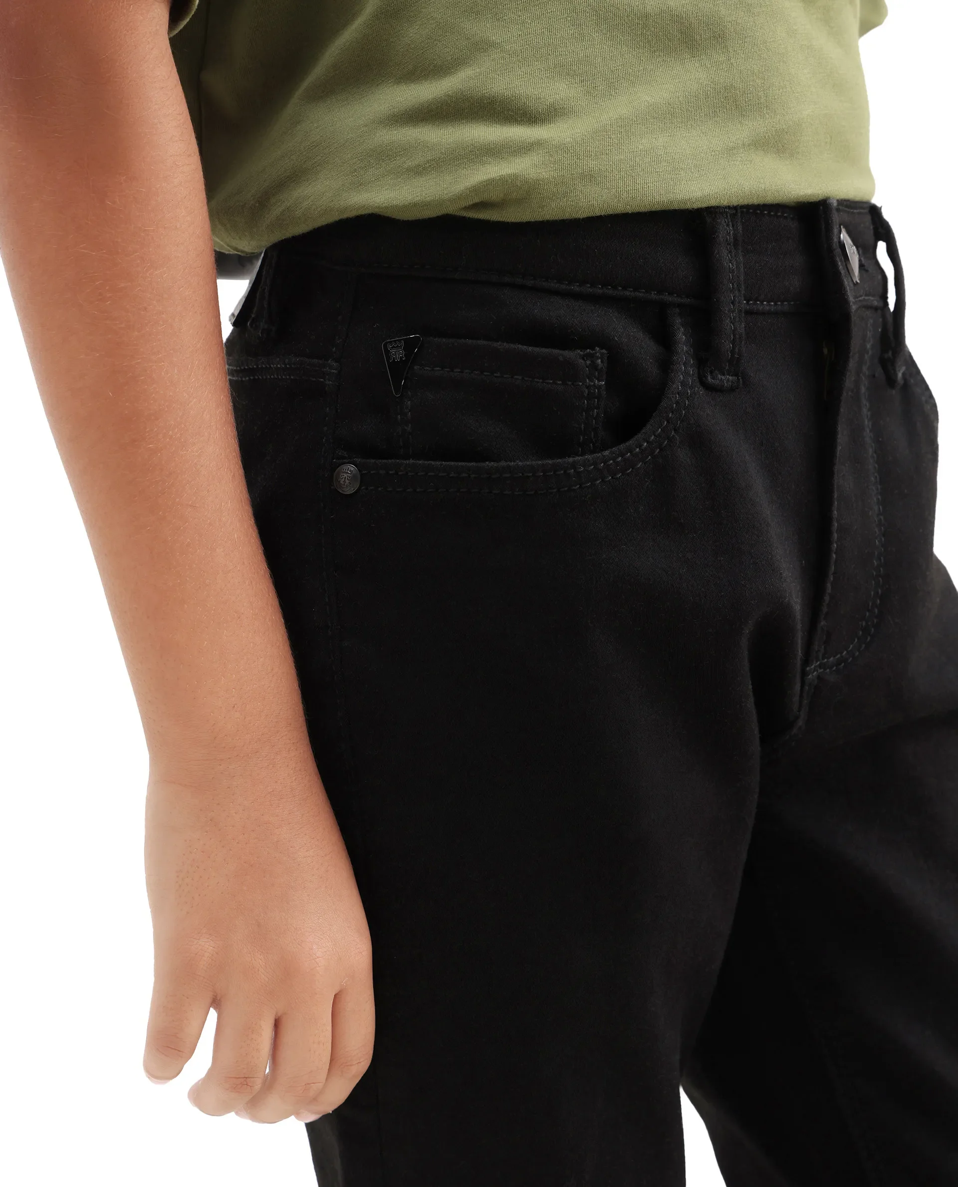 Rare Ones Kids Kino-25 Black Cotton Button Closure Regular Fit Jeans - Image 5