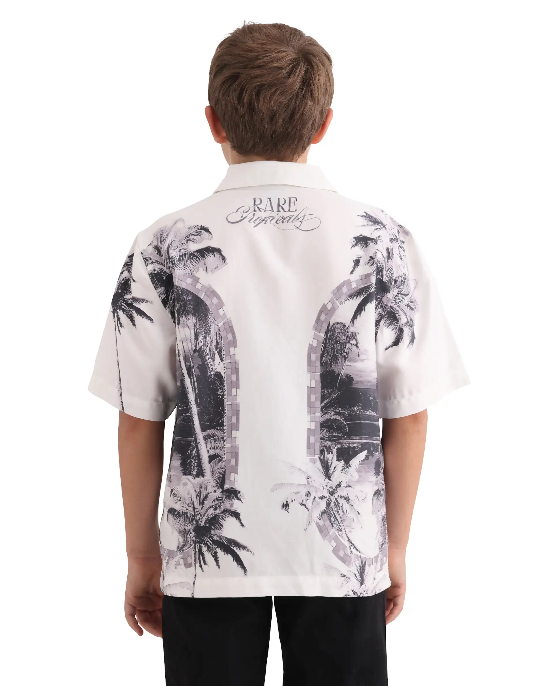 Rare Ones Kids Vacay White Cotton Blend Fabric Button Closure Boxy Fit Shirt - Image 7