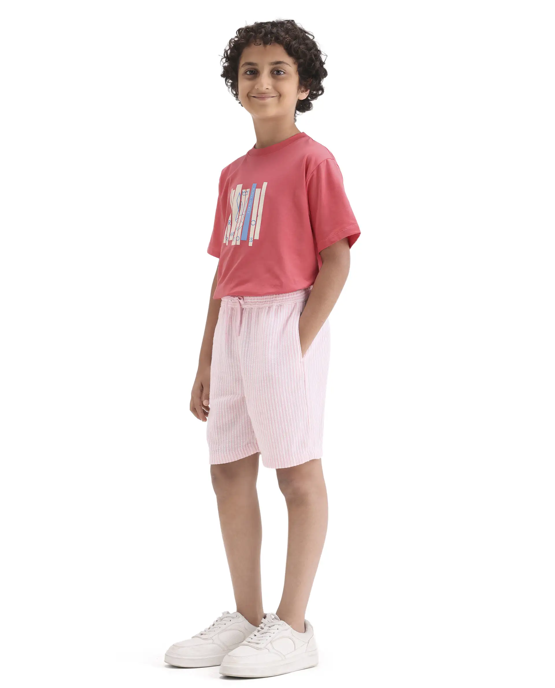 Rare Ones Kids Clyd-B Pink Cotton Blend Button Closure Regular Fit Shorts - Image 5