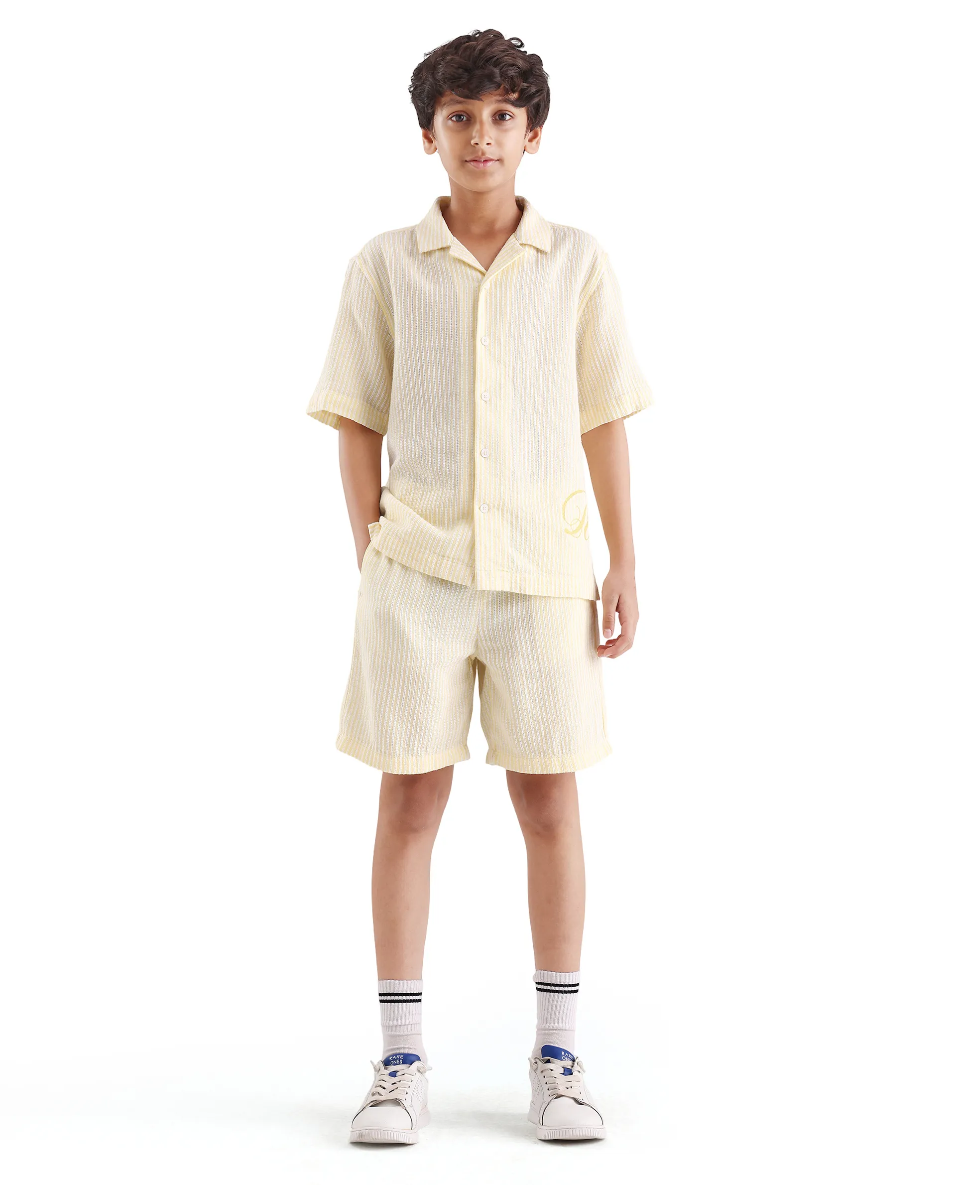 Rare Ones Kids Clyd-B Yellow Cotton Blend Button Closure Regular Fit Shorts - Image 5