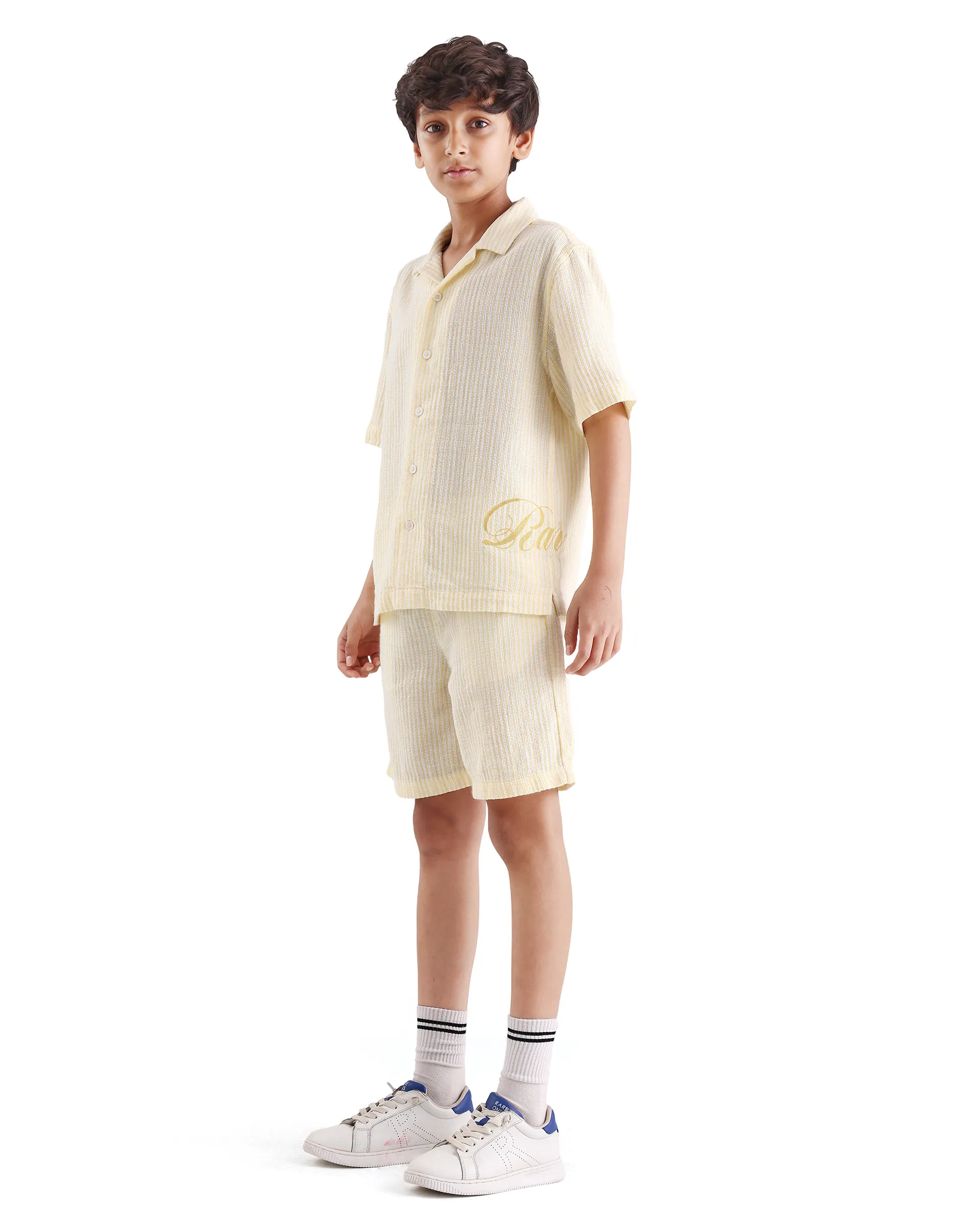 Rare Ones Kids Clyd-B Yellow Cotton Blend Button Closure Regular Fit Shorts - Image 6