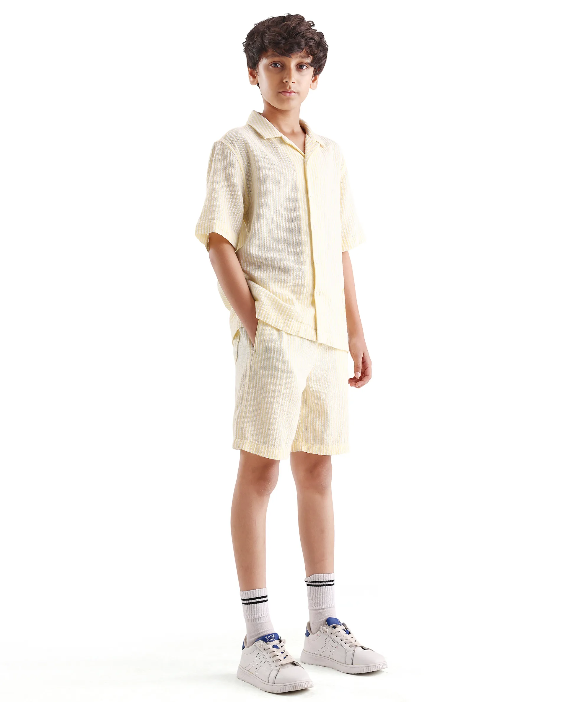Rare Ones Kids Clyd-B Yellow Cotton Blend Button Closure Regular Fit Shorts - Image 7