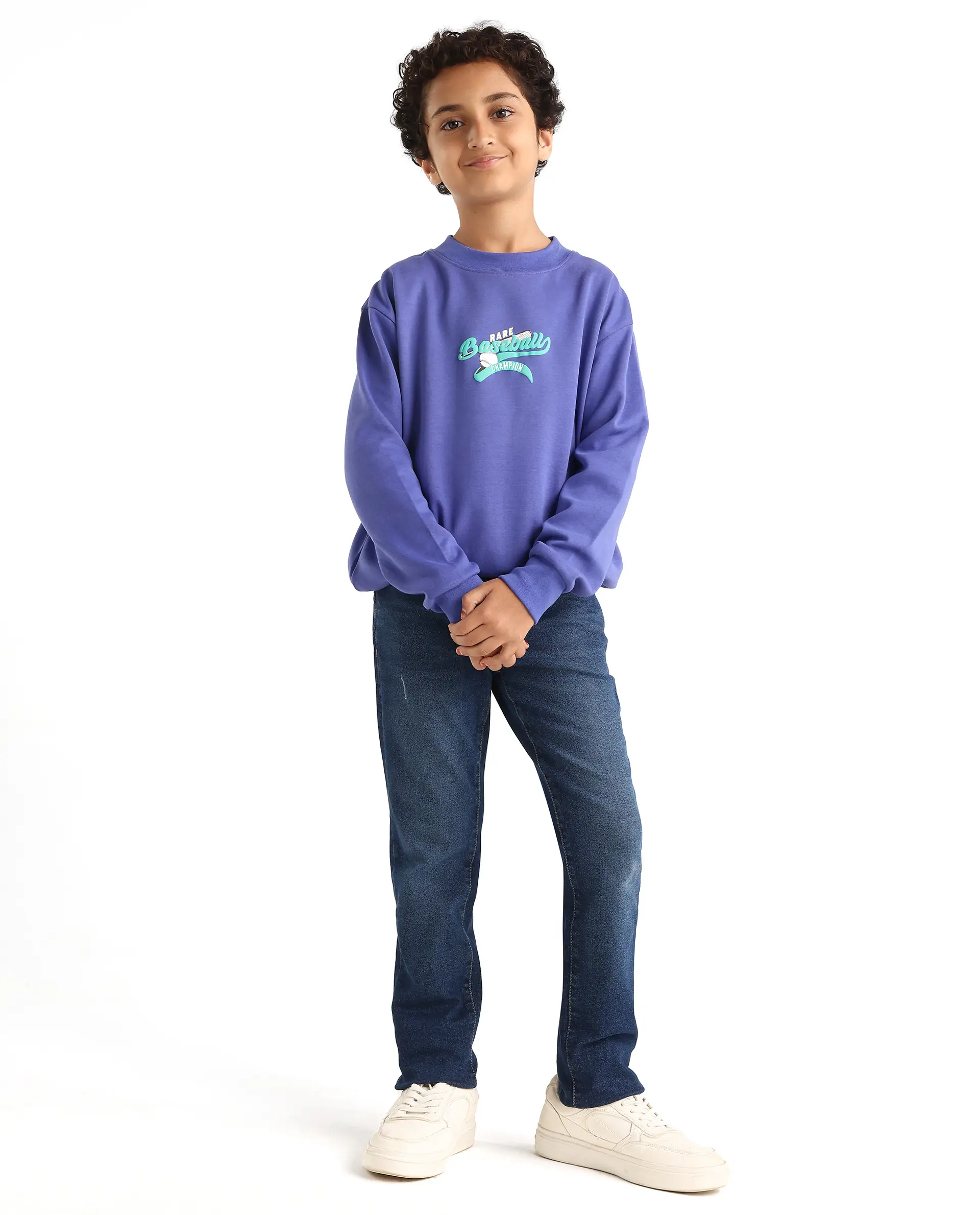 Rare Ones Kids Zeke Purple Cotton Blend Pull-On Closure Solid Full Sleeves Oversized Sweatshirt - Image 2