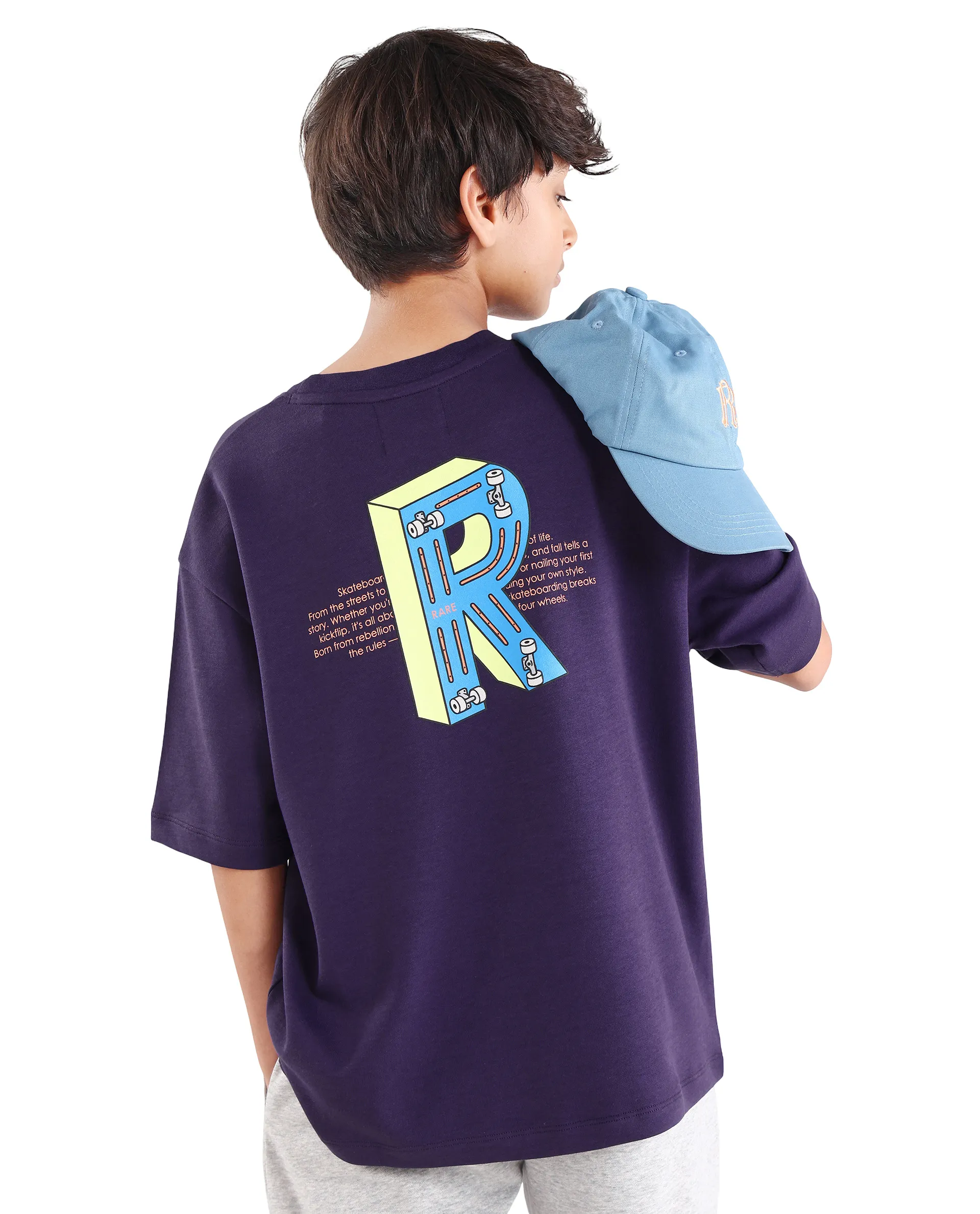 Rare Ones Kids Odin Purple Cotton Blend Pull-On Closure Puff Print Boxy Fit T-Shirt