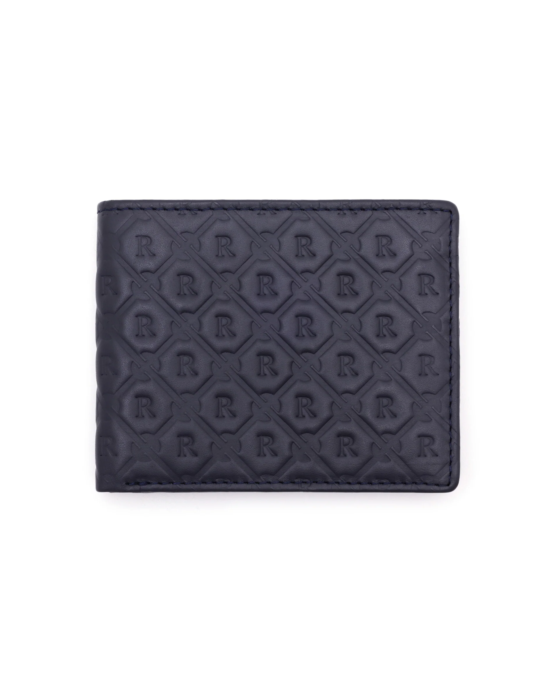 Rare Rabbit Men's Rhon Blue Slim Bi Fold Rfid Embossed Monogram Wallet