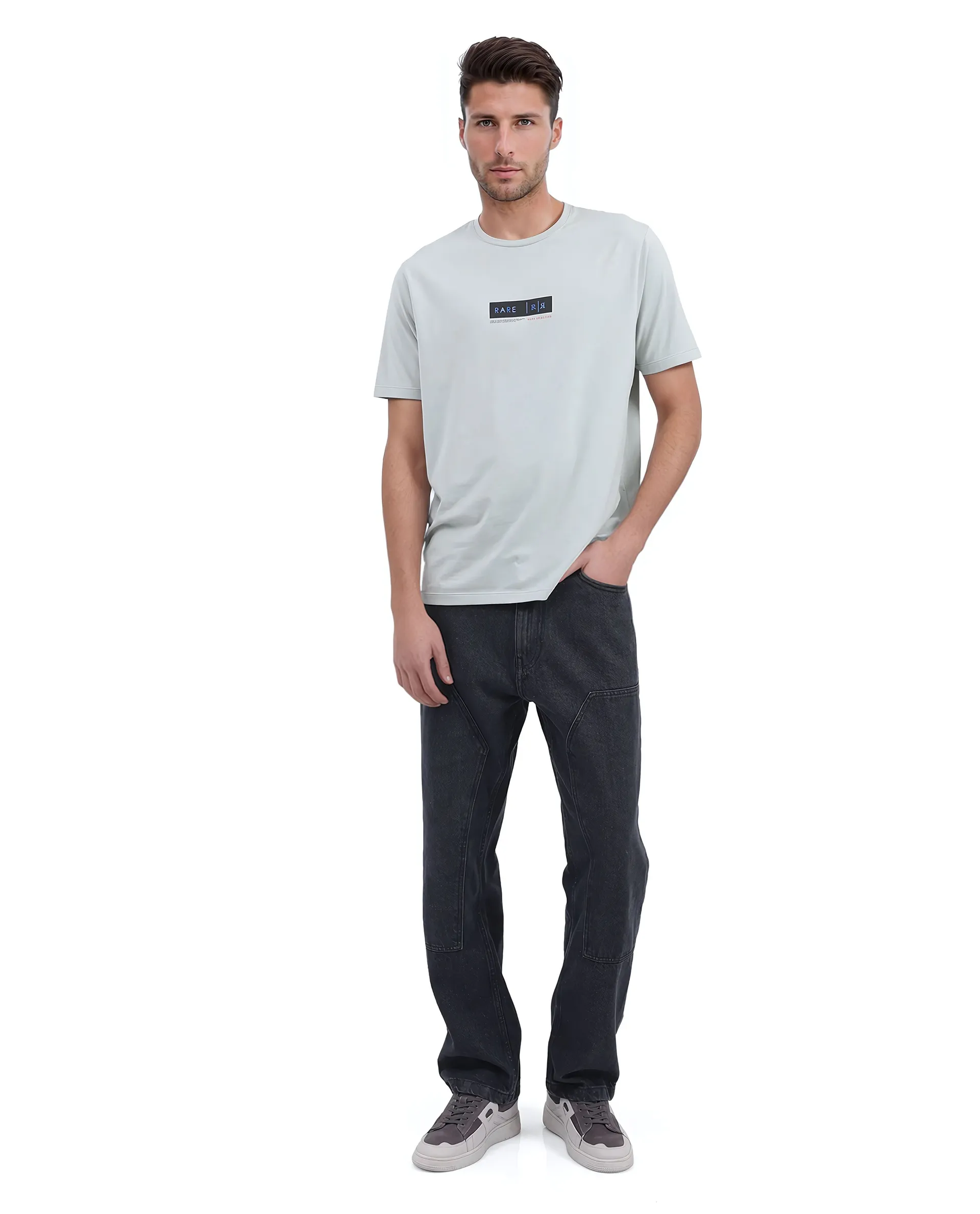 Rare Rabbit Men's Rolt Dusky Green Cotton Graphic Print Regular Fit Half Sleeve Crew Neck T-Shirt - Image 6