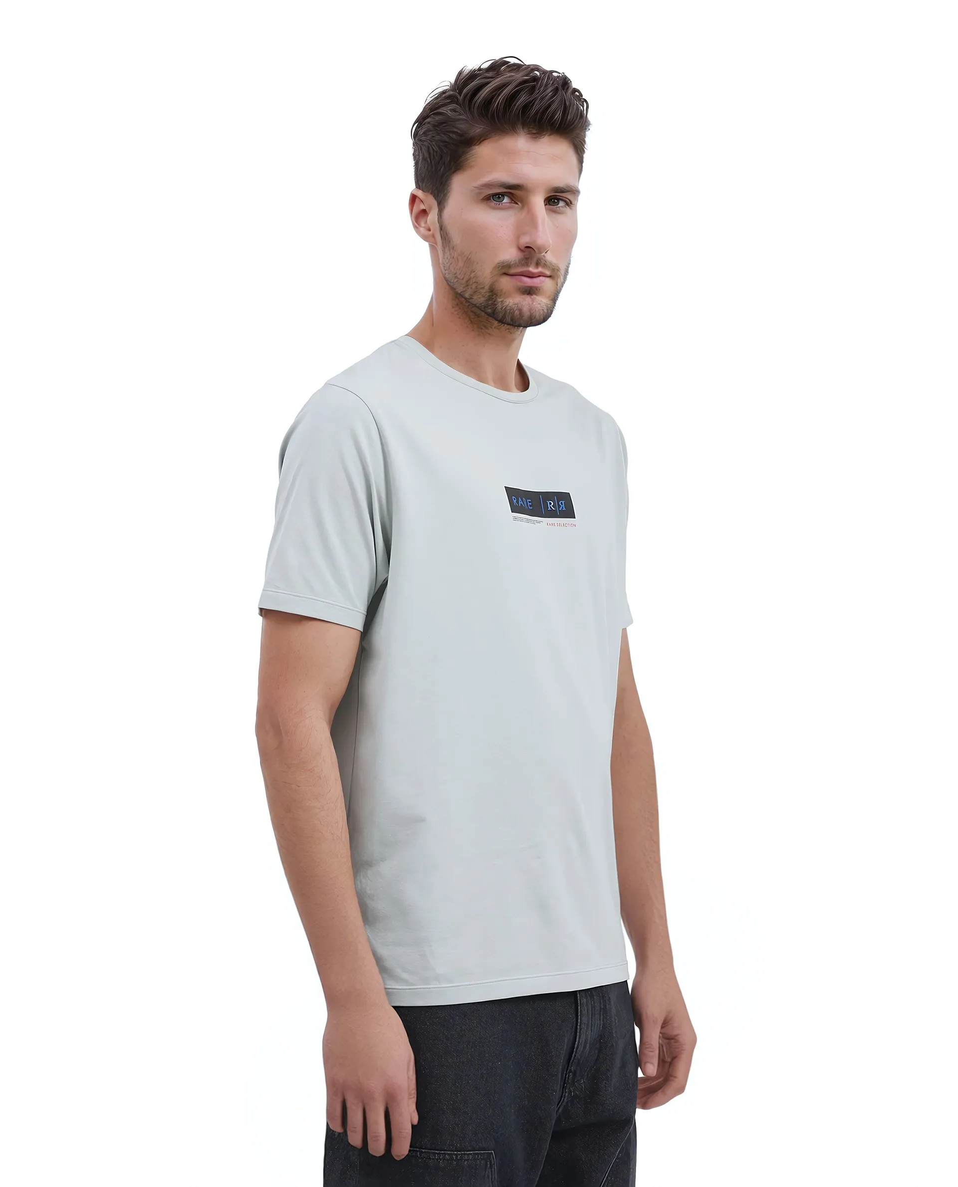 Rare Rabbit Men's Rolt Dusky Green Cotton Graphic Print Regular Fit Half Sleeve Crew Neck T-Shirt - Image 9