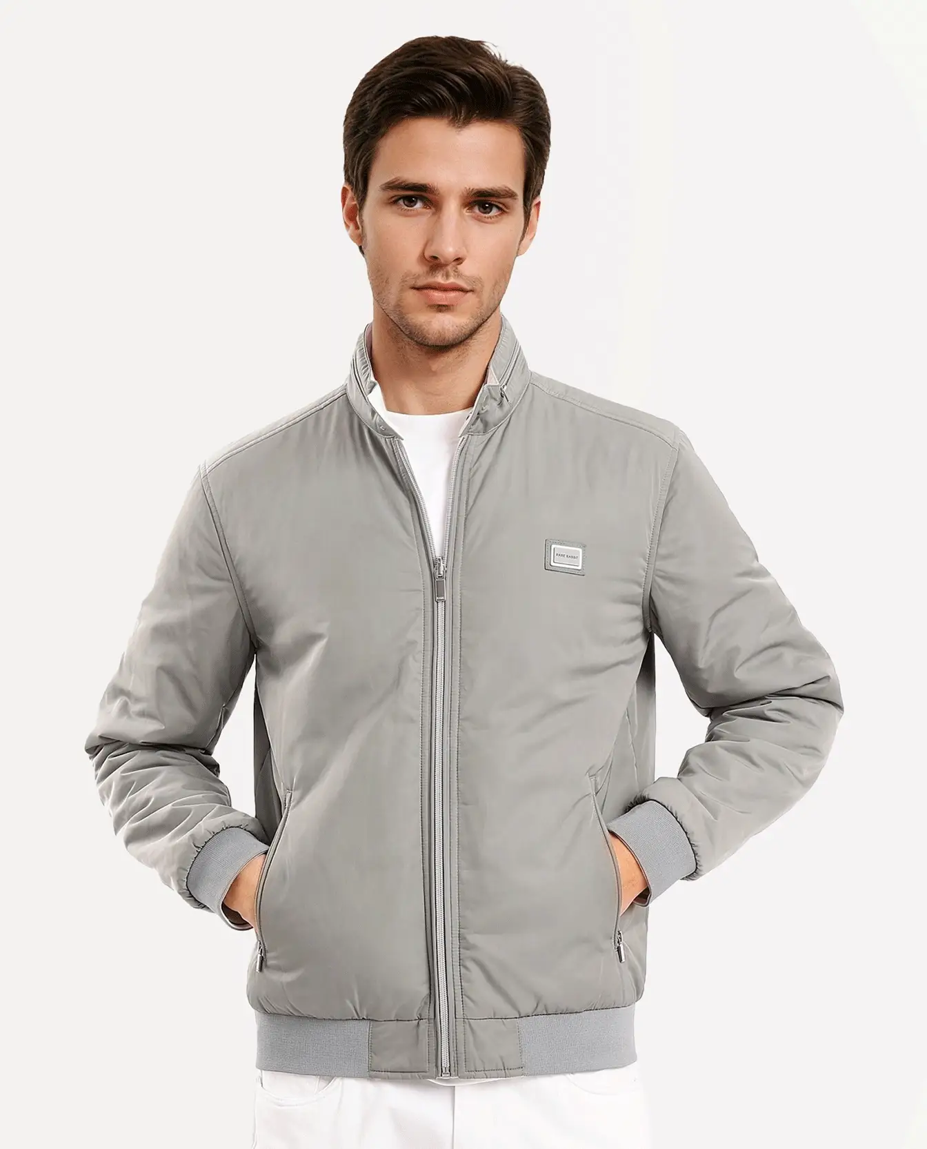 Rare Rabbit Men's Royban-2 Green Polyester Plain Regular Fit Full Sleeve High Neck Jacket
