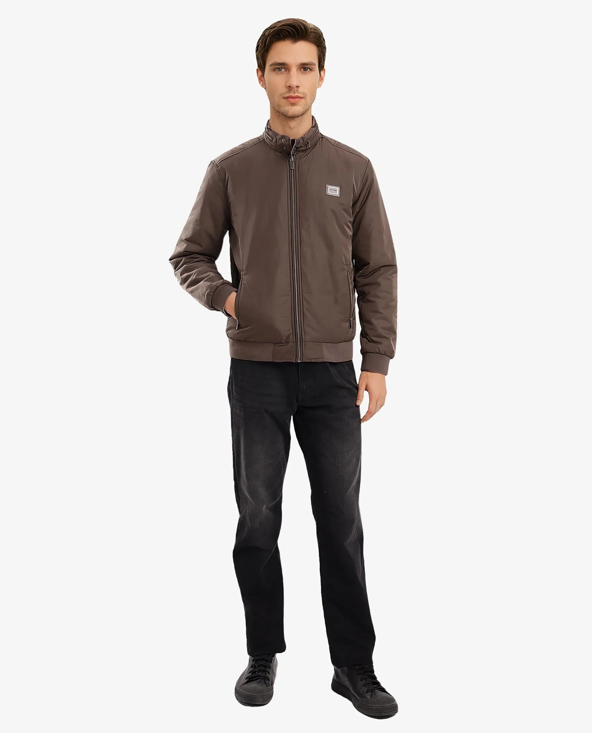 Rare Rabbit Men's Royban-2 Green Polyester Plain Regular Fit Full Sleeve High Neck Jacket - Image 5