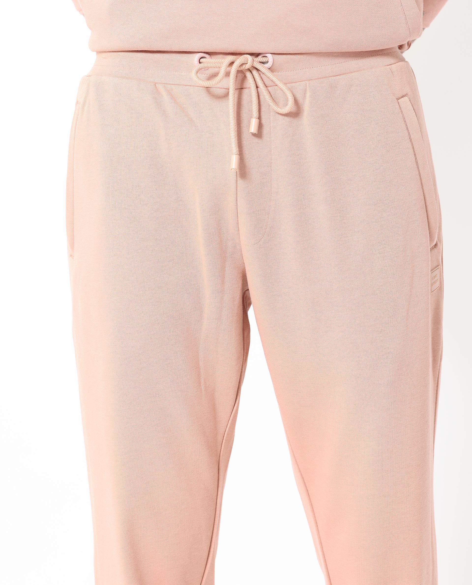 Rare Rabbit Men's Saku Peach Cotton Plain Regular Fit Joggers - Image 3
