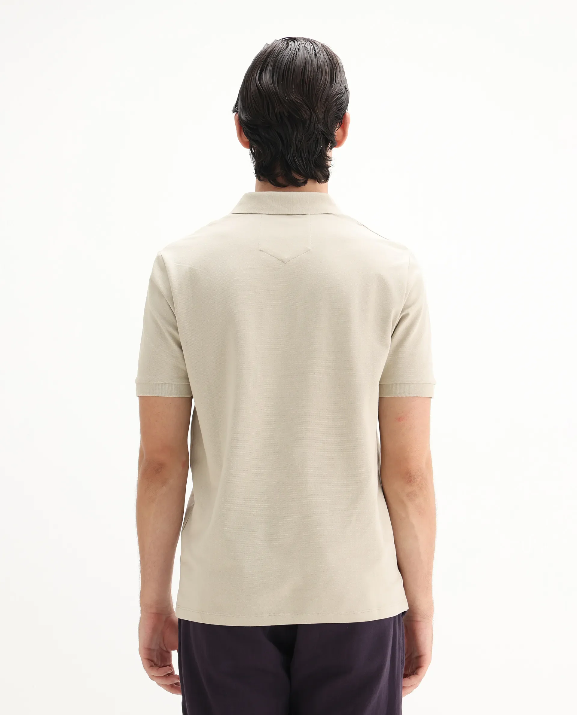 Rare Rabbit Men's Salis-25 Beige Cotton Plain Regular Fit Half Sleeve Polo - Image 8