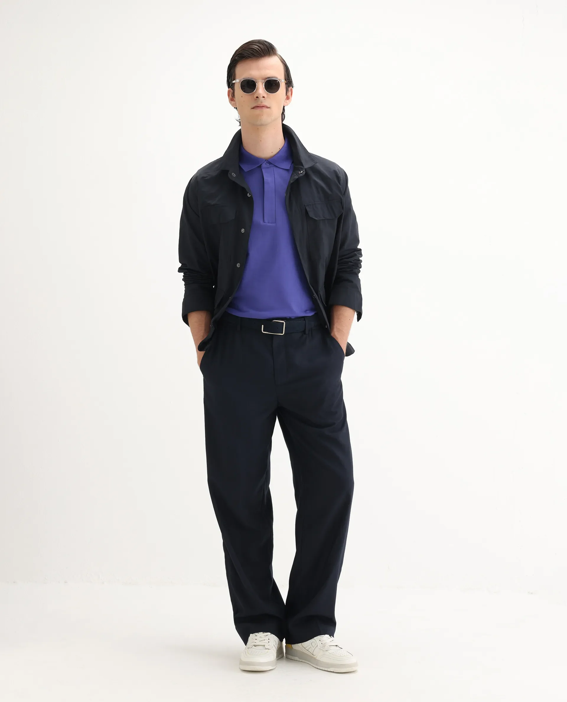 Rare Rabbit Men's Salis-25 Purple Cotton Plain Regular Fit Half Sleeve Polo - Image 2
