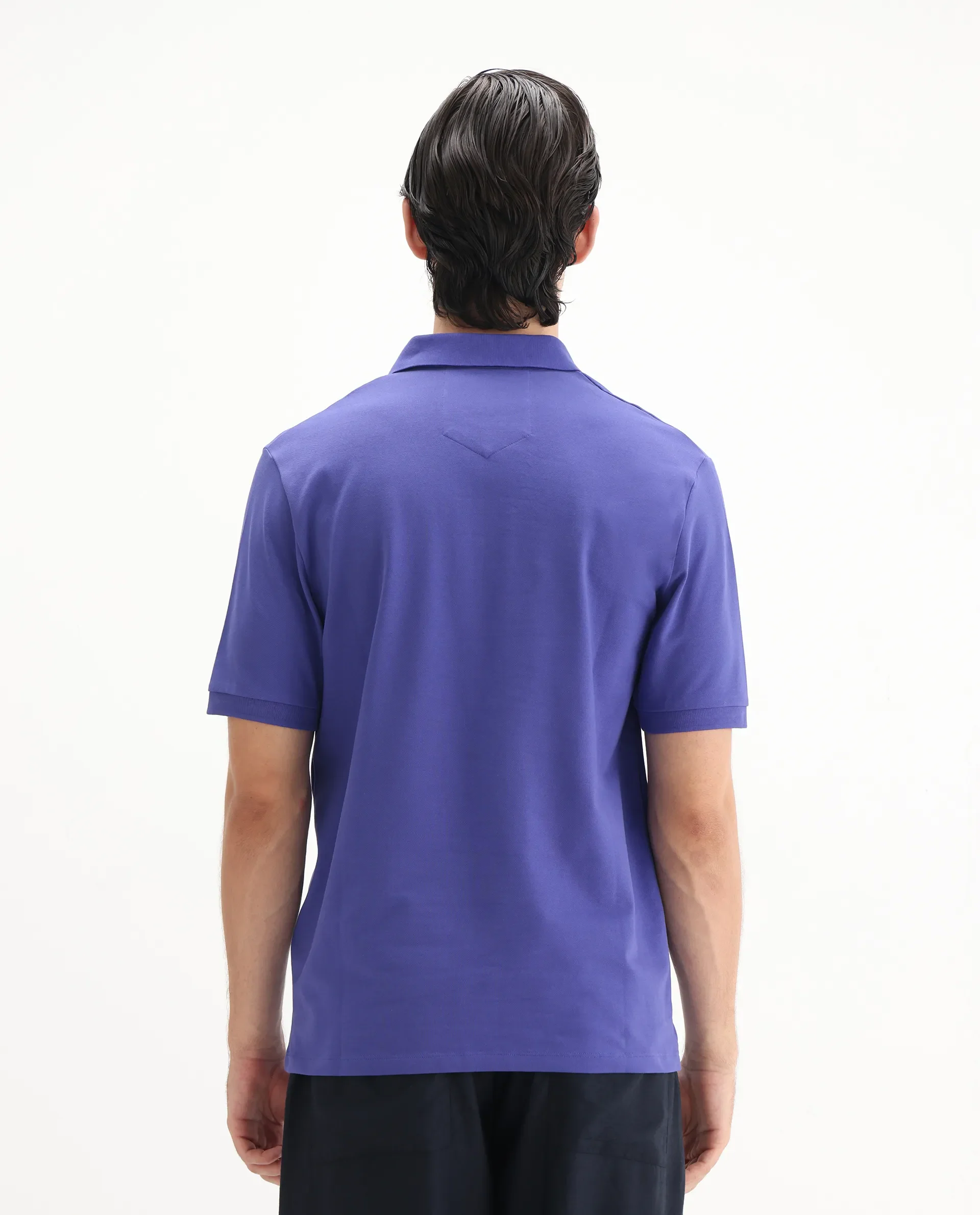 Rare Rabbit Men's Salis-25 Purple Cotton Plain Regular Fit Half Sleeve Polo - Image 8