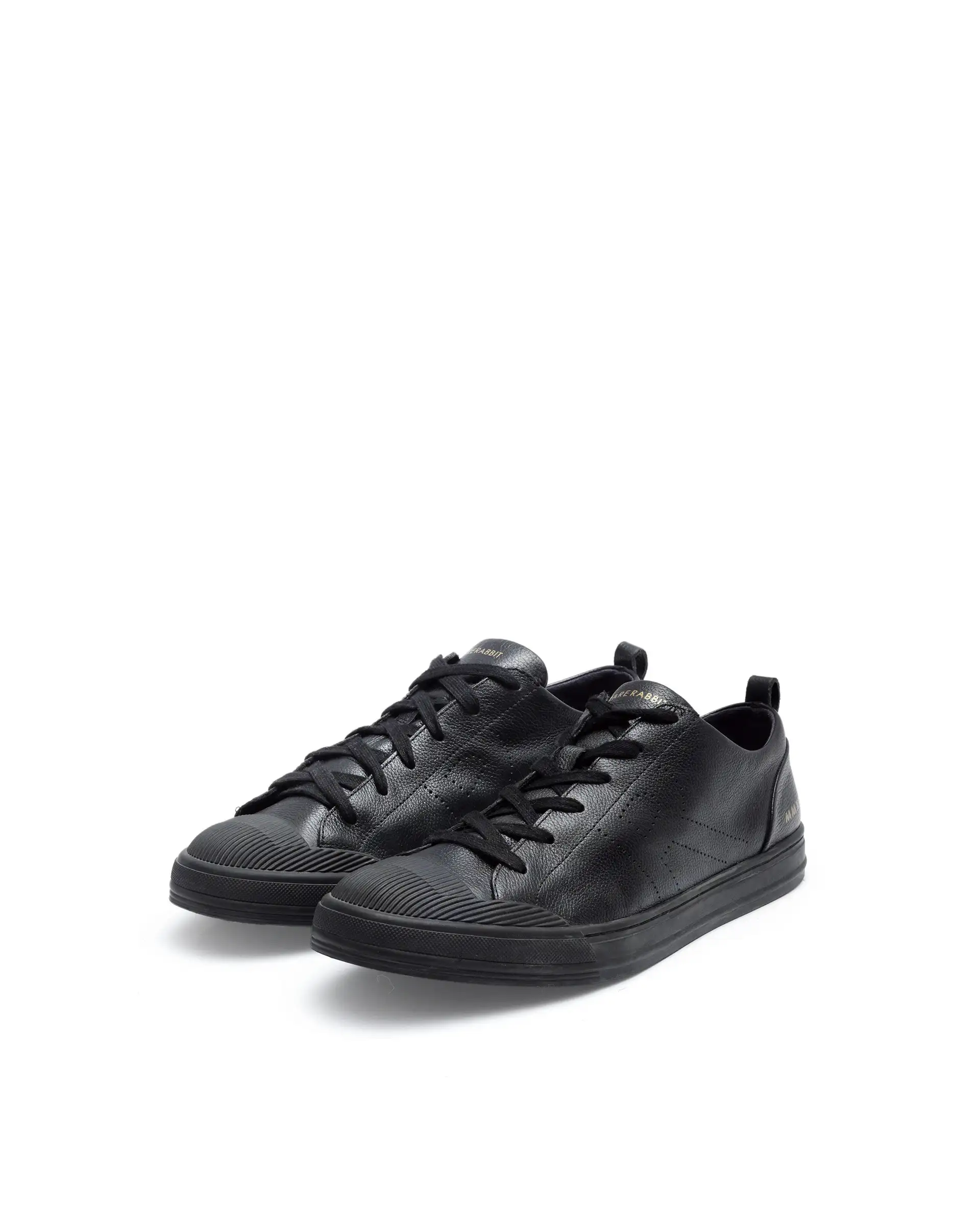 Rare Rabbit Mens Sauron Pro Black Premium Milled Leather Lace Up Low Top Round Toe Sneaker Shoes - Image 3