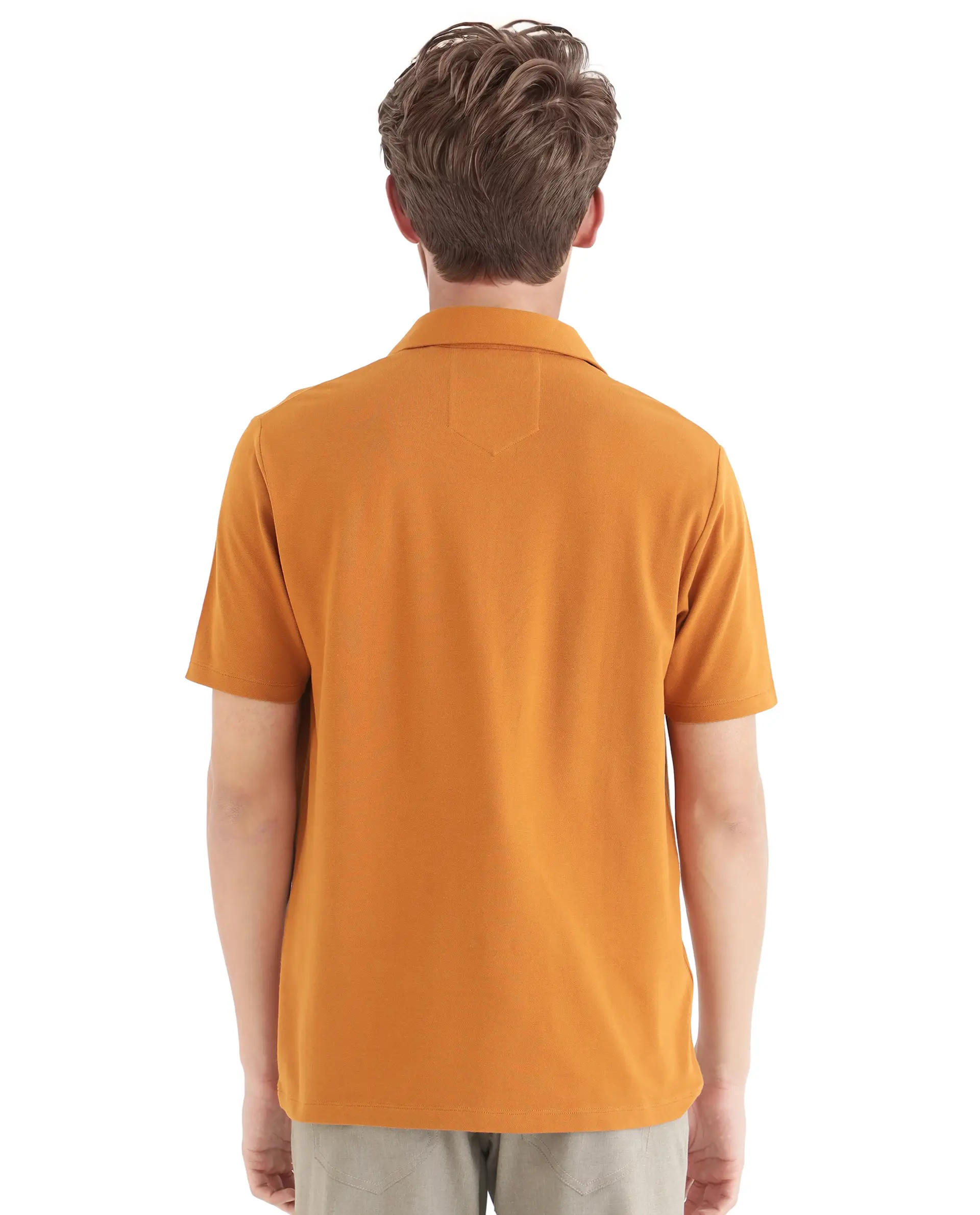 Rare Rabbit Men's Ski Rust Cotton Plain Regular Fit Half Sleeve Polo - Image 4
