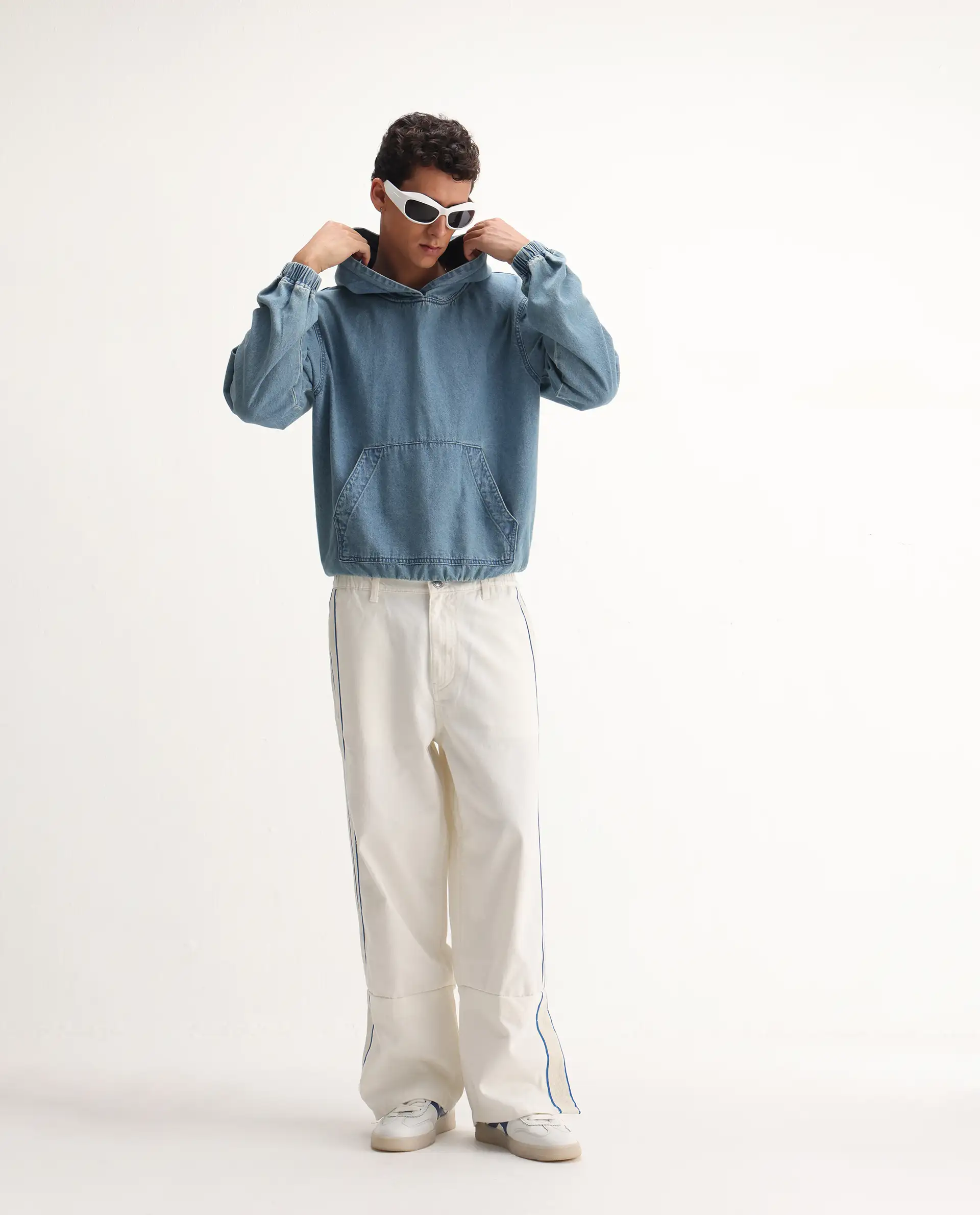 Rare Rabbit Men's Cotton Plain Baggy Fit Jeans