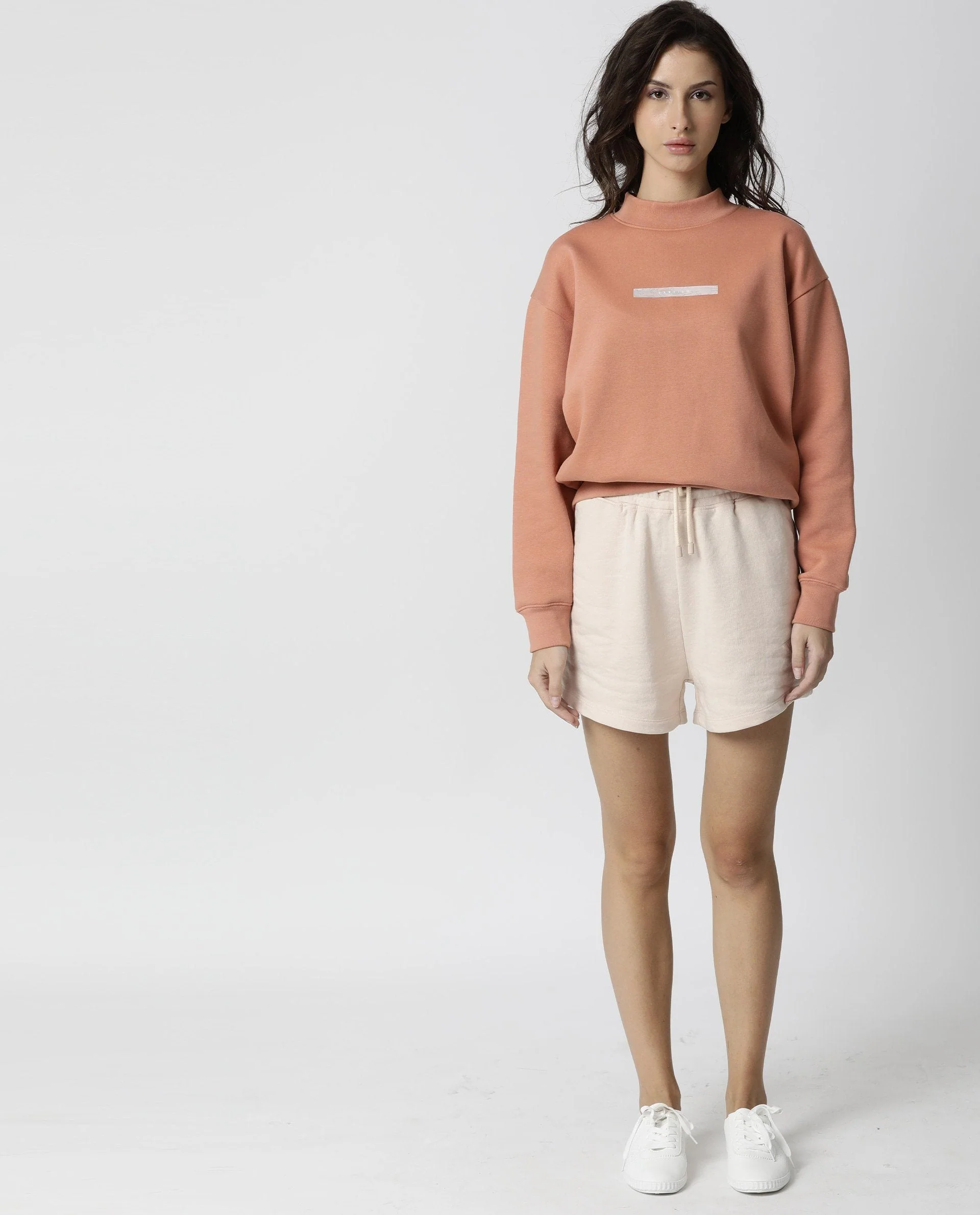 Rareism Women's Spence Beige Polyester Blend Plain Mini Regular Fit Shorts - Image 5