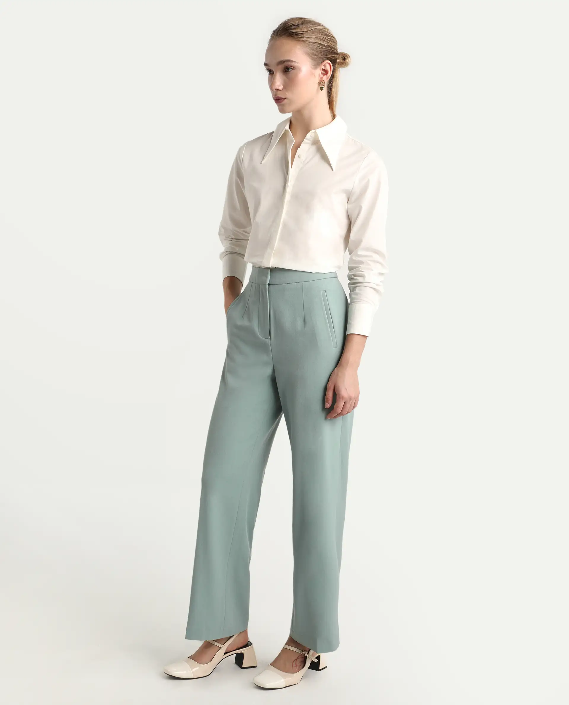 Rareism Women's Srait Aqua Polyester Straight Fit Travel Trouser - Image 4