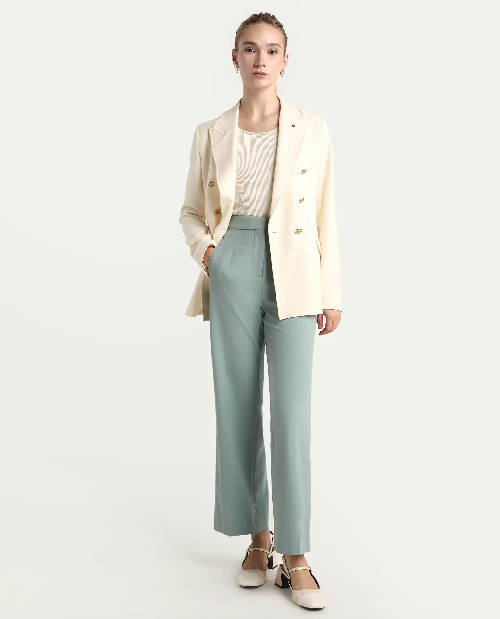 Rareism Women's Srait Aqua Polyester Straight Fit Travel Trouser - Image 7