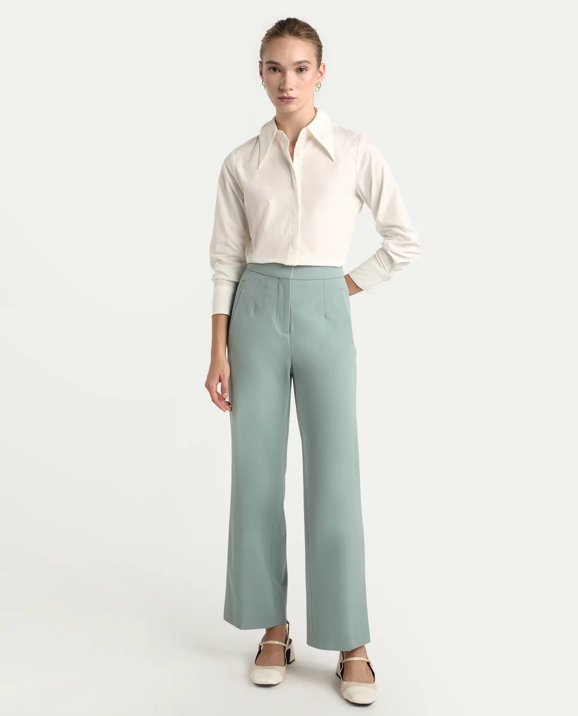 Rareism Women's Srait Aqua Polyester Straight Fit Travel Trouser - Image 8