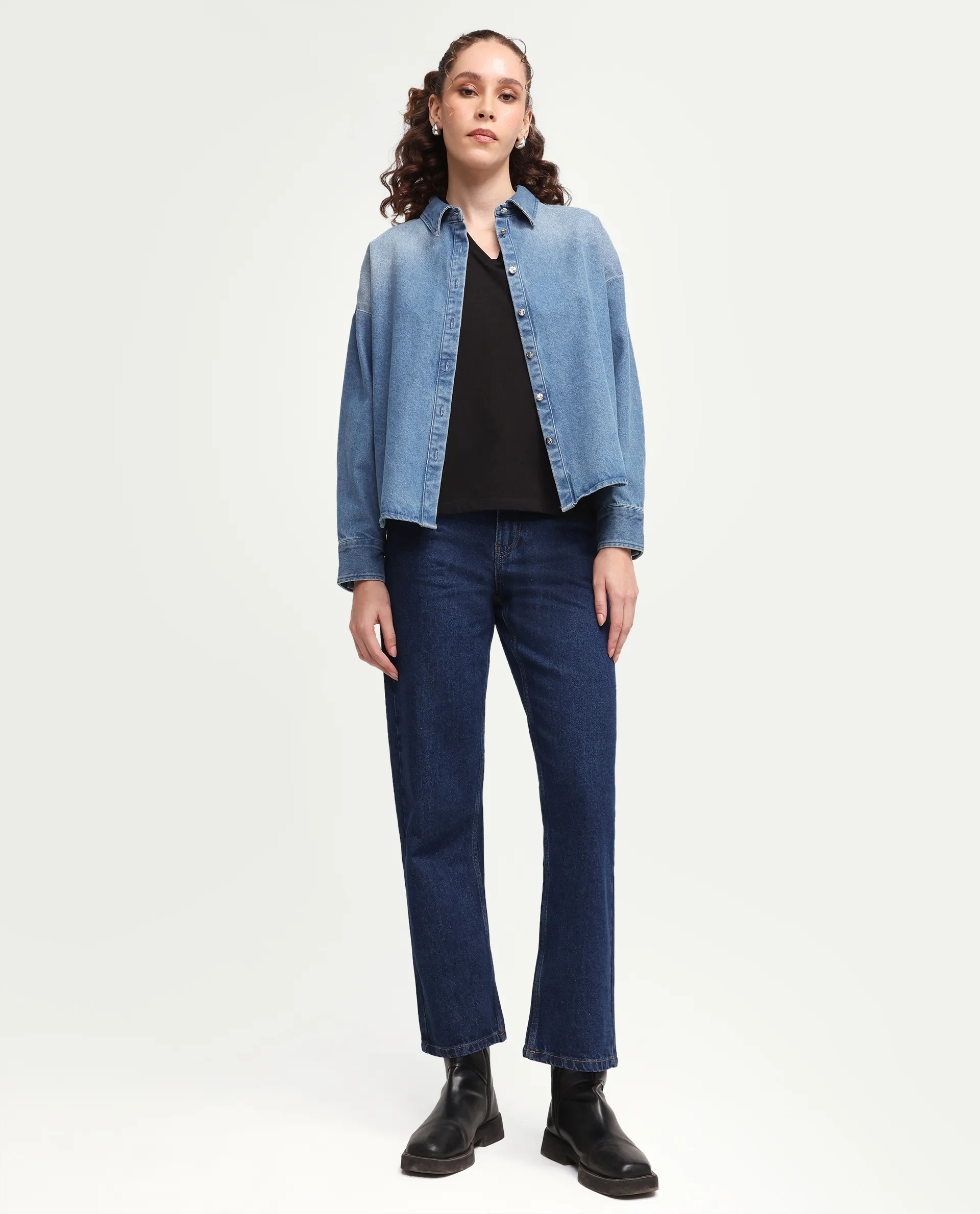 Rareism Women's Stella Dark Blue Cotton Straight Fit Plain Jeans - Image 4