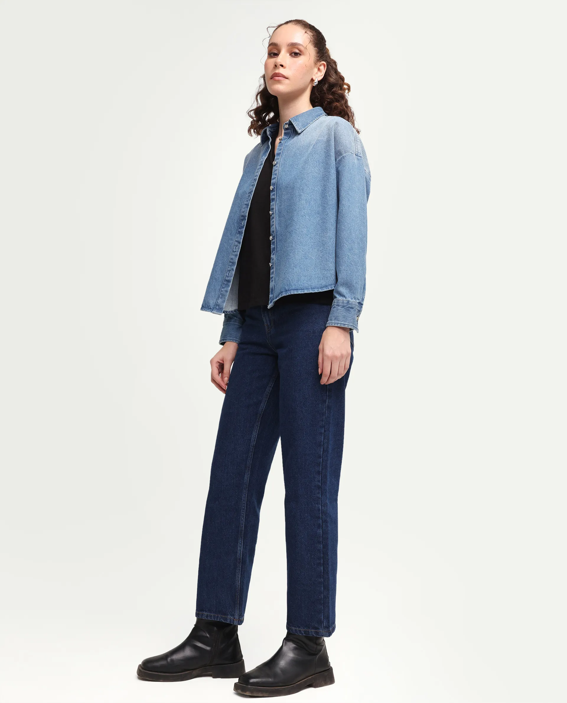 Rareism Women's Stella Dark Blue Cotton Straight Fit Plain Jeans - Image 6