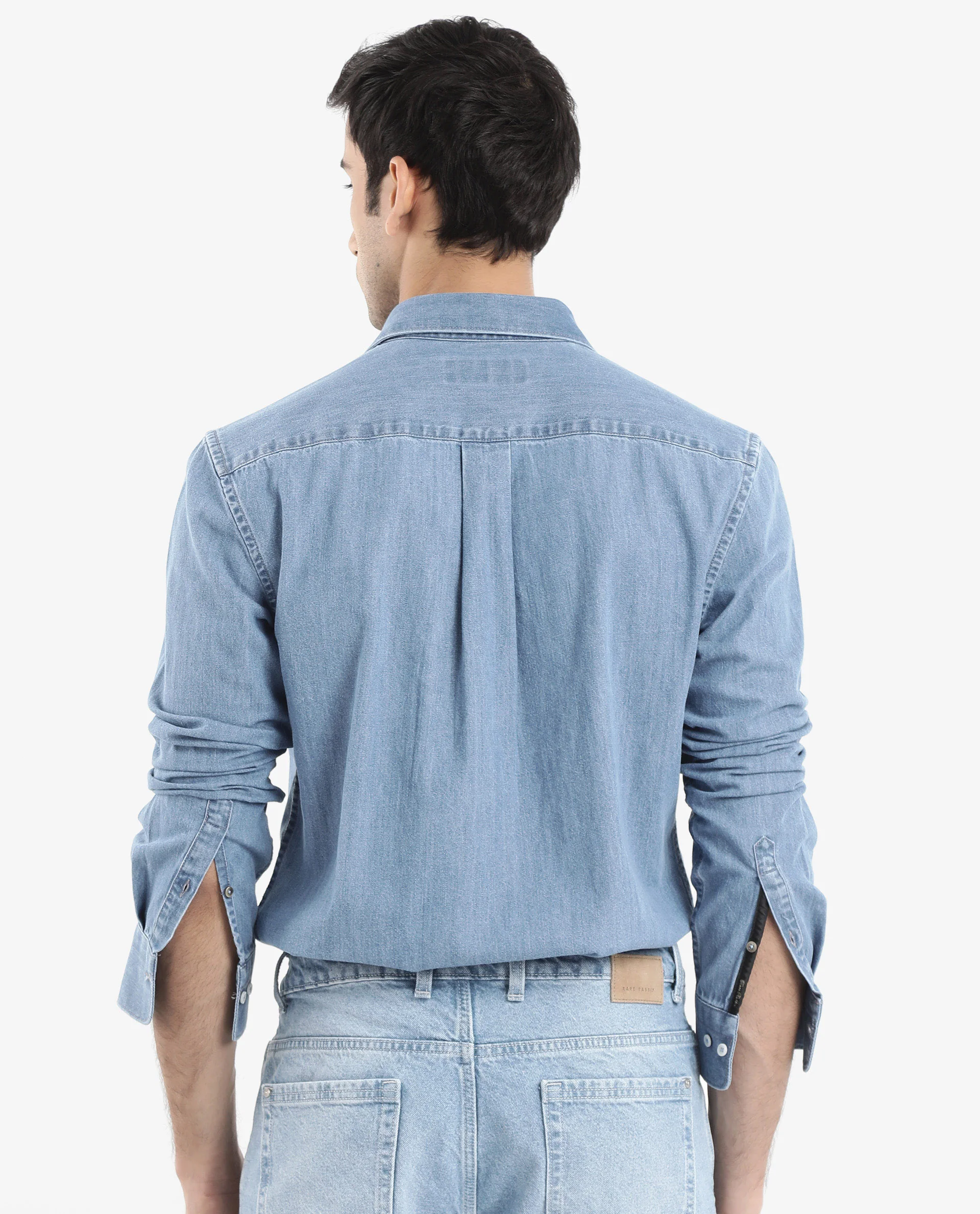 Rare Rabbit Men's Storm Light Blue Cotton Plain Regular Fit Full Sleeve Collared Shirt - Image 7