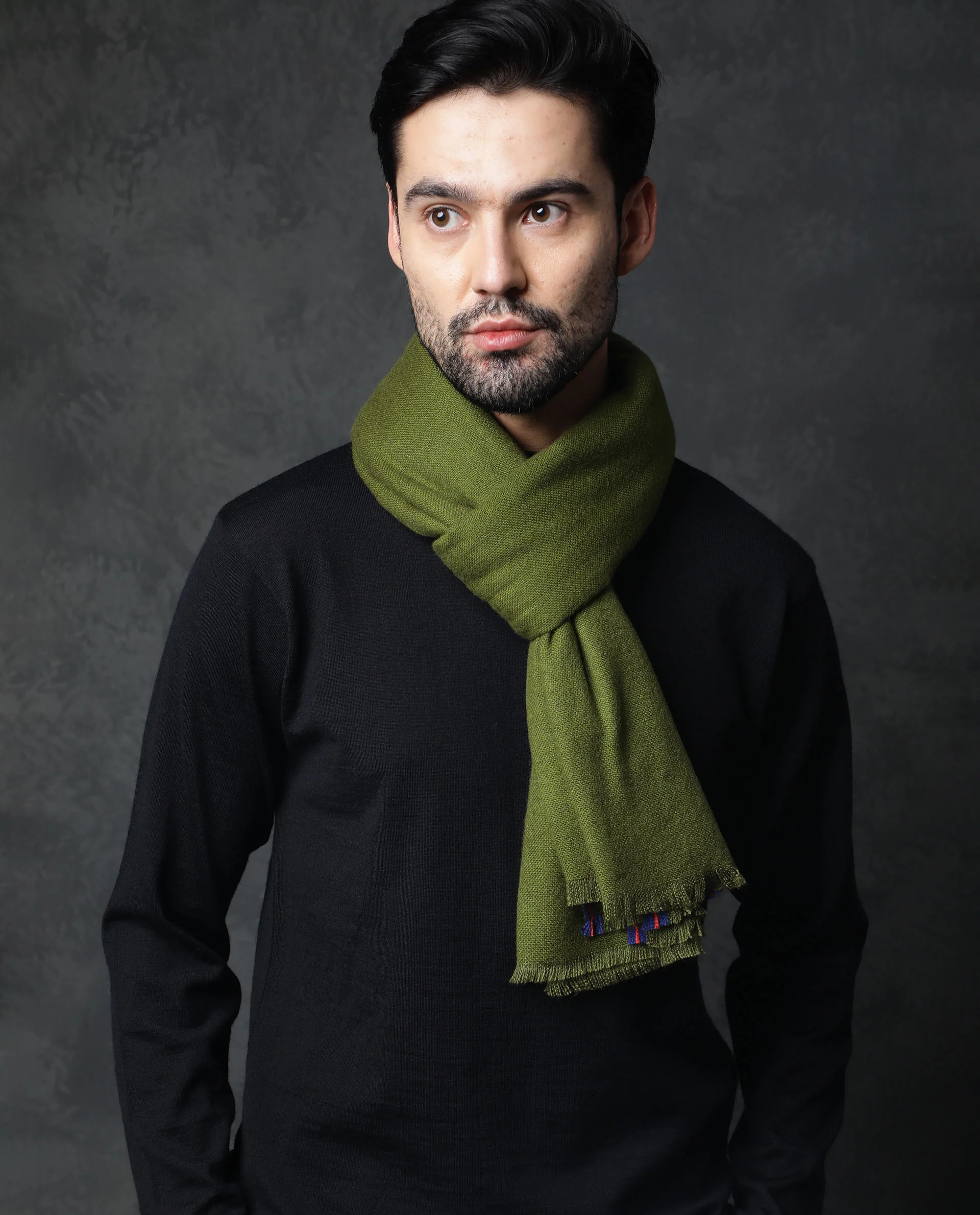Rare Rabbit Men's Streak Olive Scarf Solid - Image 2