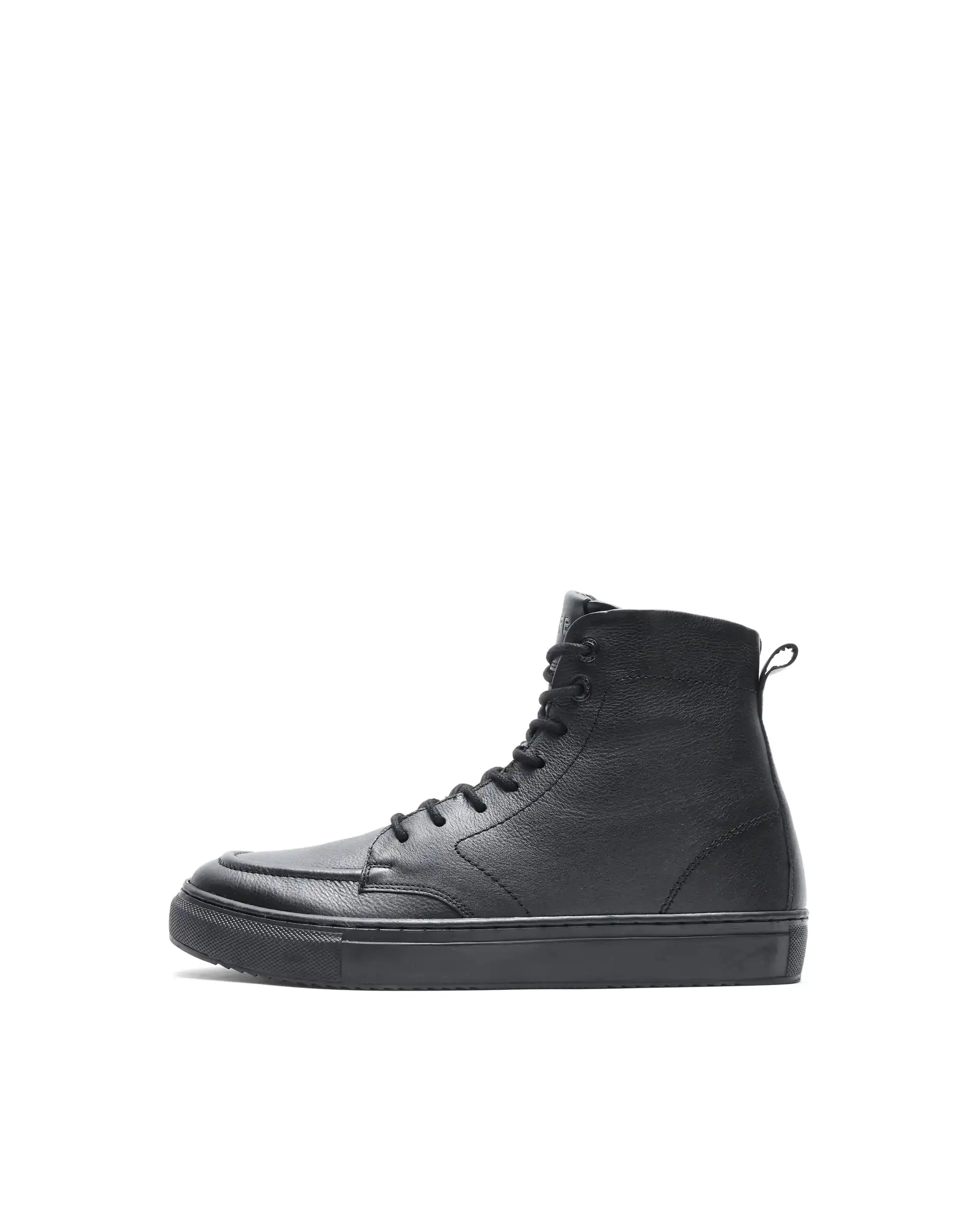 Rare Rabbit Men's Taico Black Leather Lace-Up Closure Boots