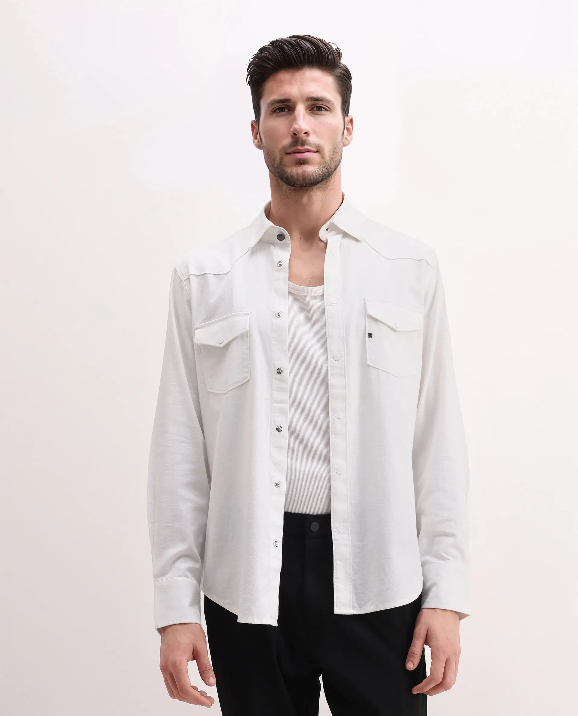 Rare Rabbit Men's Taison-25 White Cotton Plain Regular Fit Full Sleeve Collared Shirt - Image 5