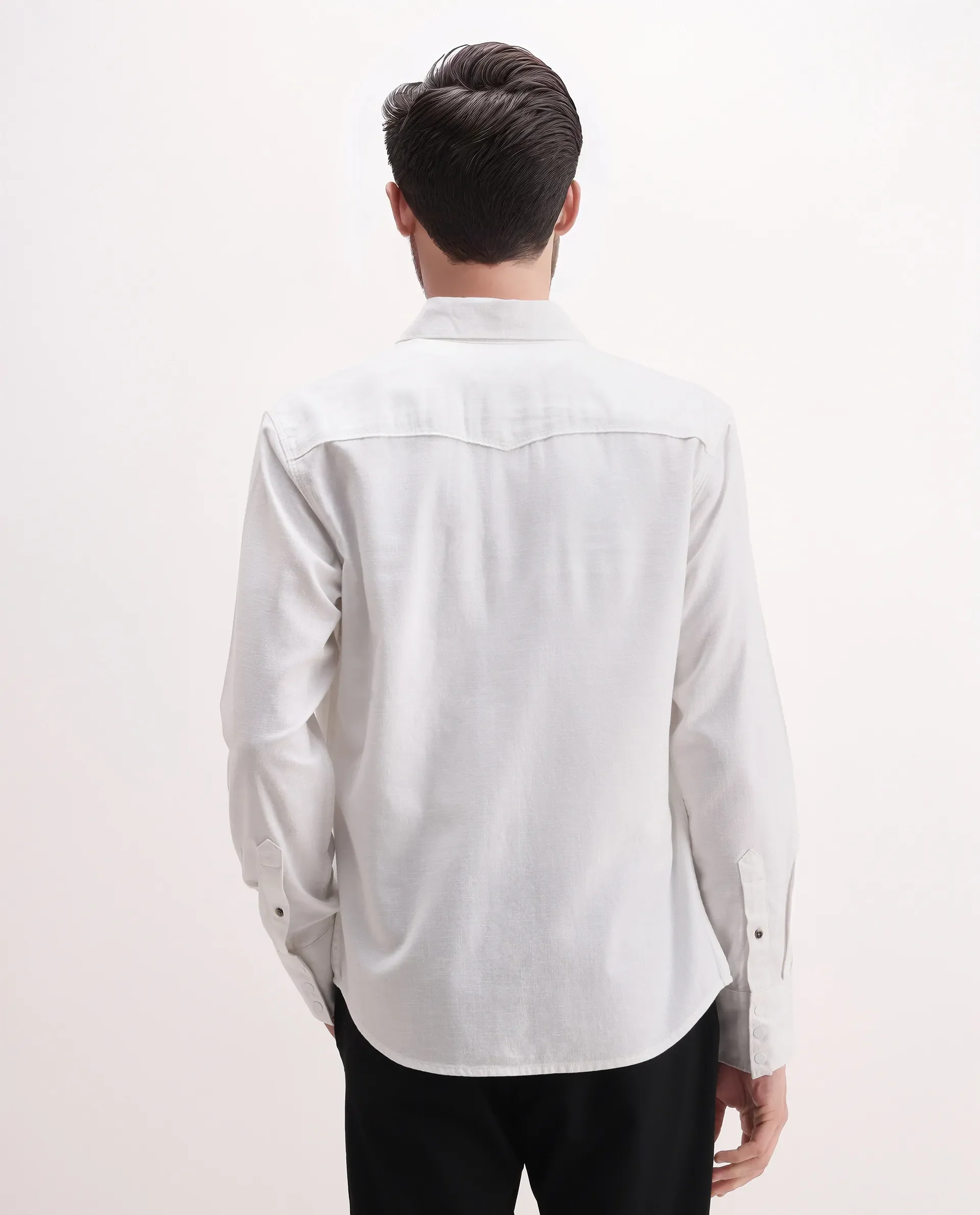 Rare Rabbit Men's Taison-25 White Cotton Plain Regular Fit Full Sleeve Collared Shirt - Image 7