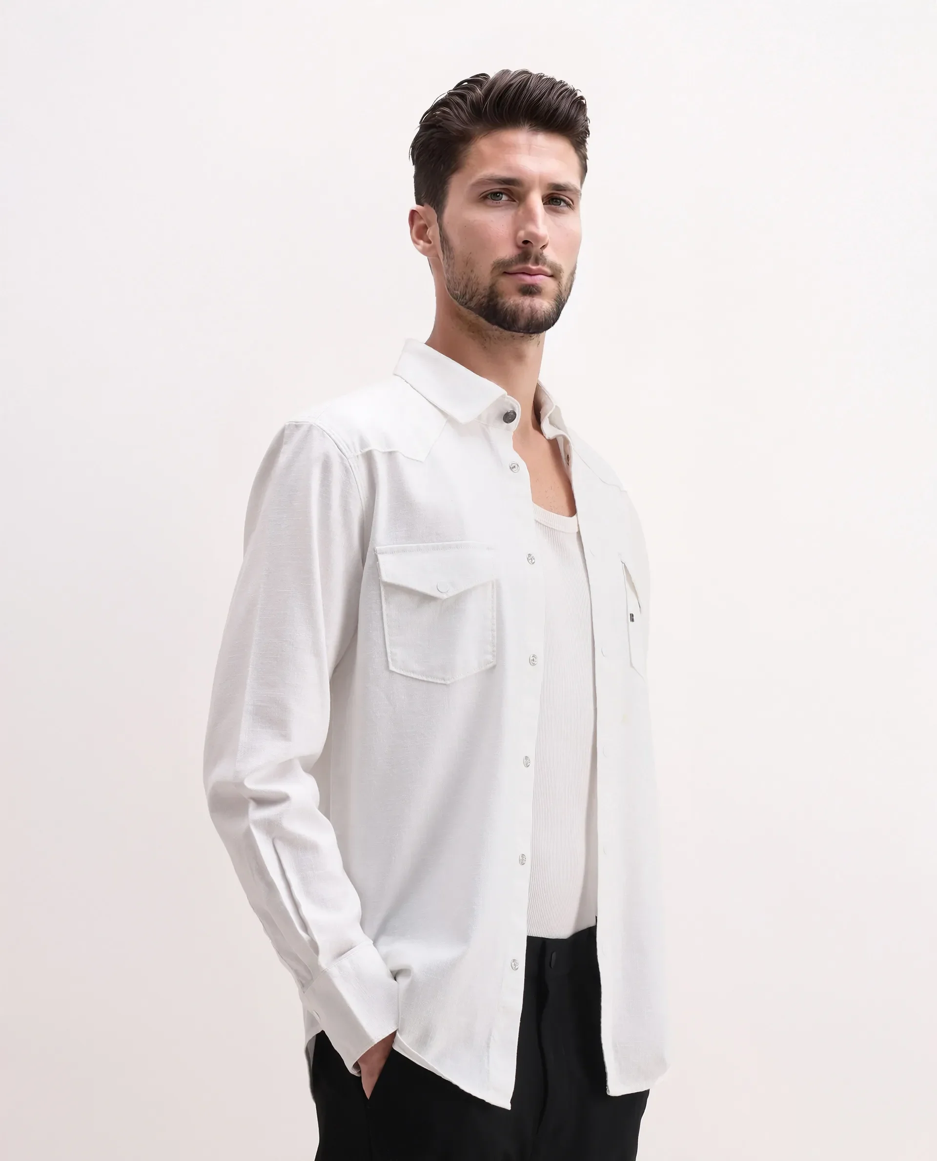 Rare Rabbit Men's Taison-25 White Cotton Plain Regular Fit Full Sleeve Collared Shirt - Image 8