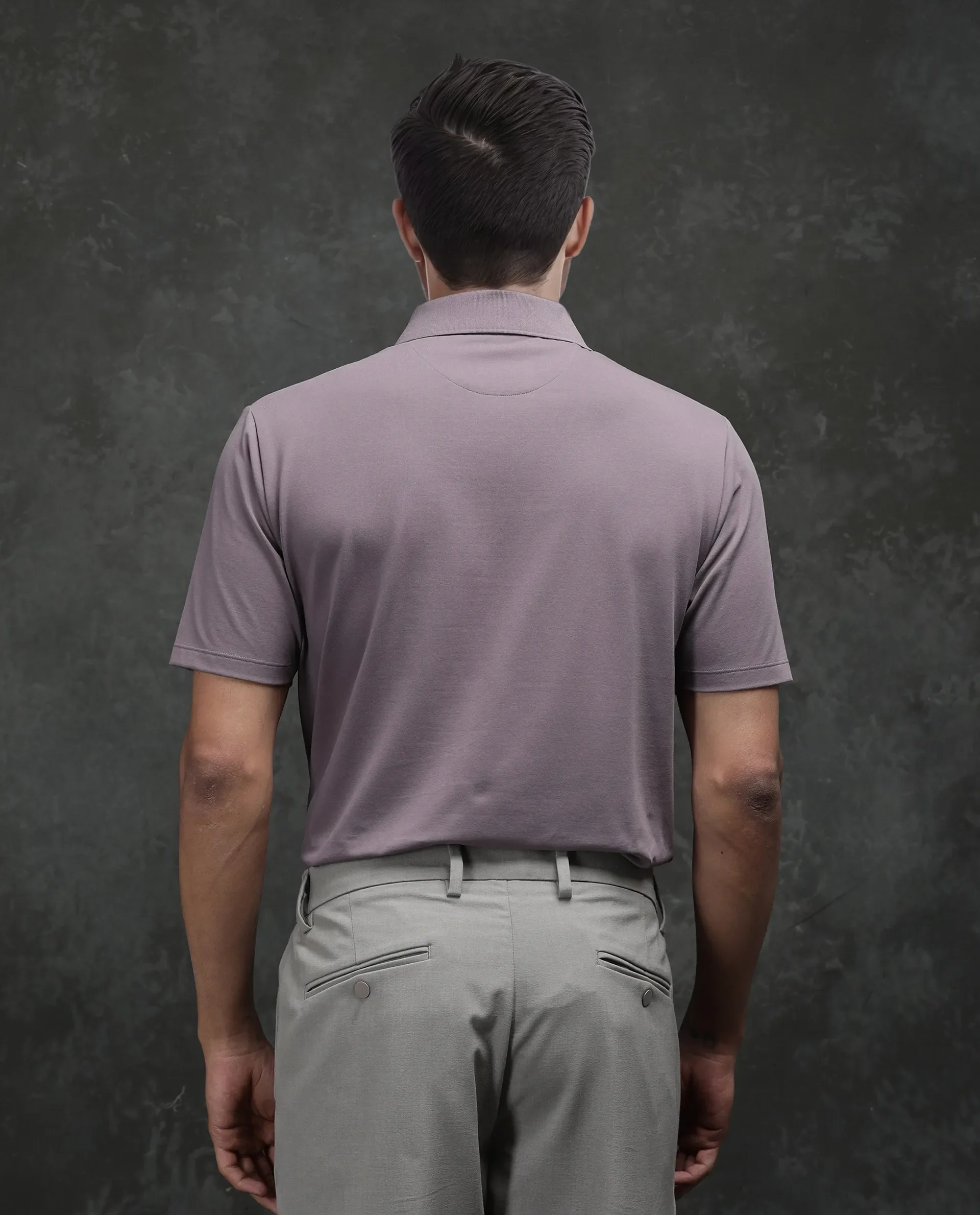 Rare Rabbit Men's Tang-25 Dusky Pink Cotton Plain Regular Fit Half Sleeve Polo - Image 5
