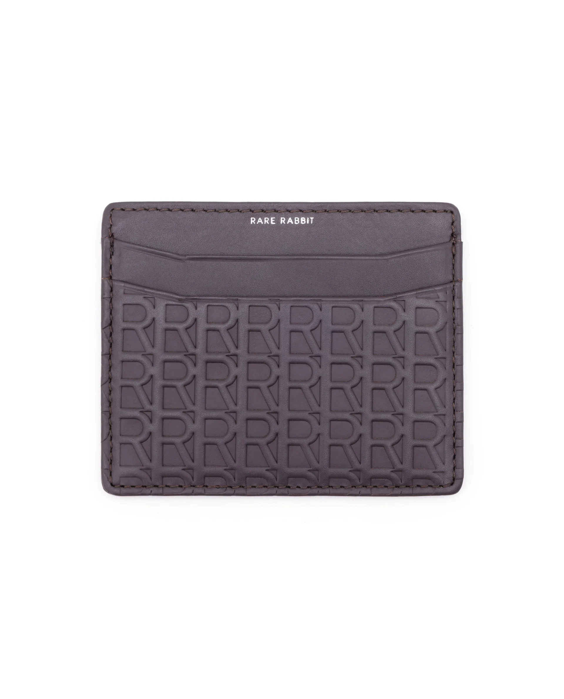 Rare Rabbit Mens Tella Brown Slim Rfid Monogram Print Credit Card Holder