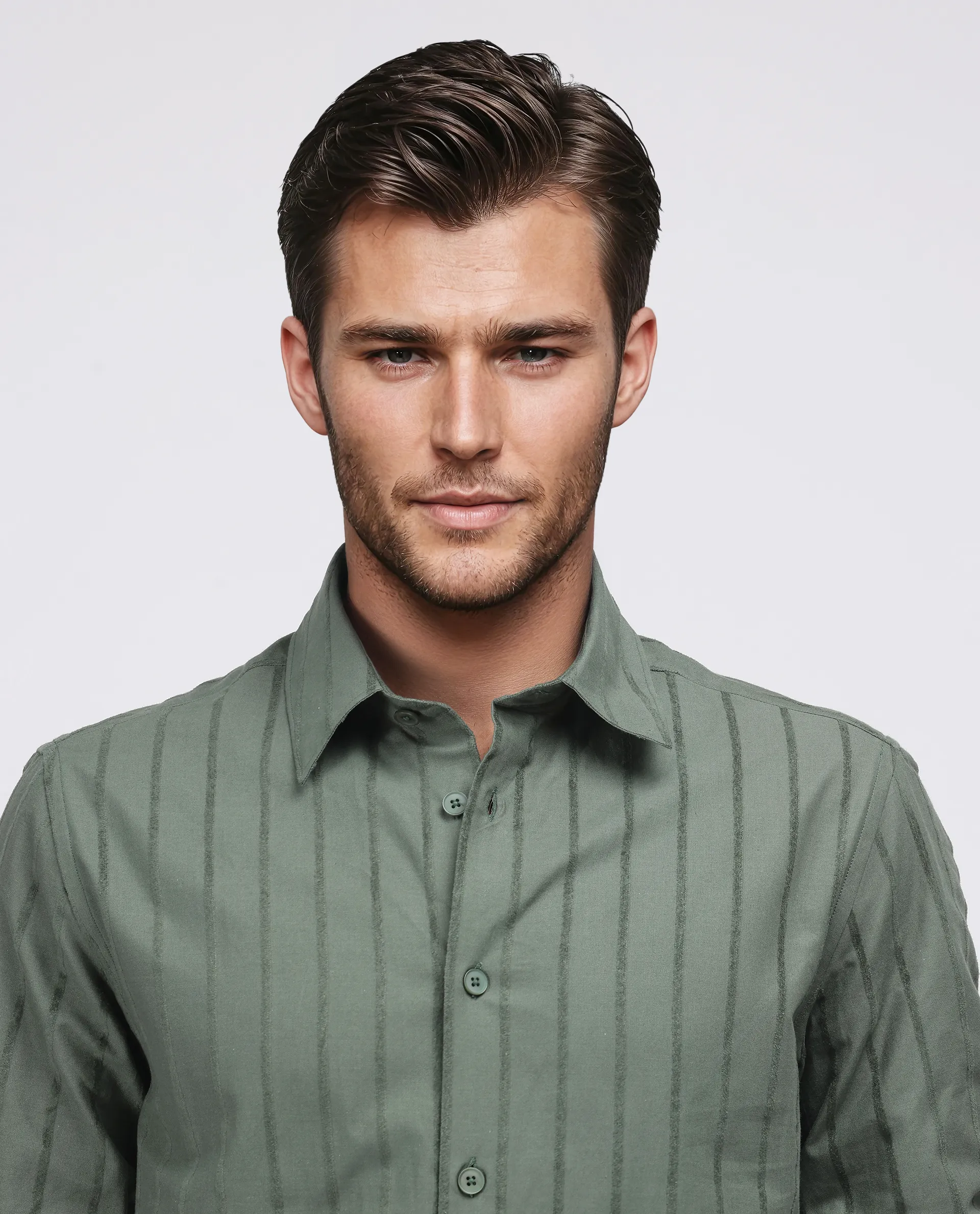Rare Rabbit Men's Tener Dark Green Cotton Striped Print Relaxed Fit Full Sleeve Collared Shirt - Image 7