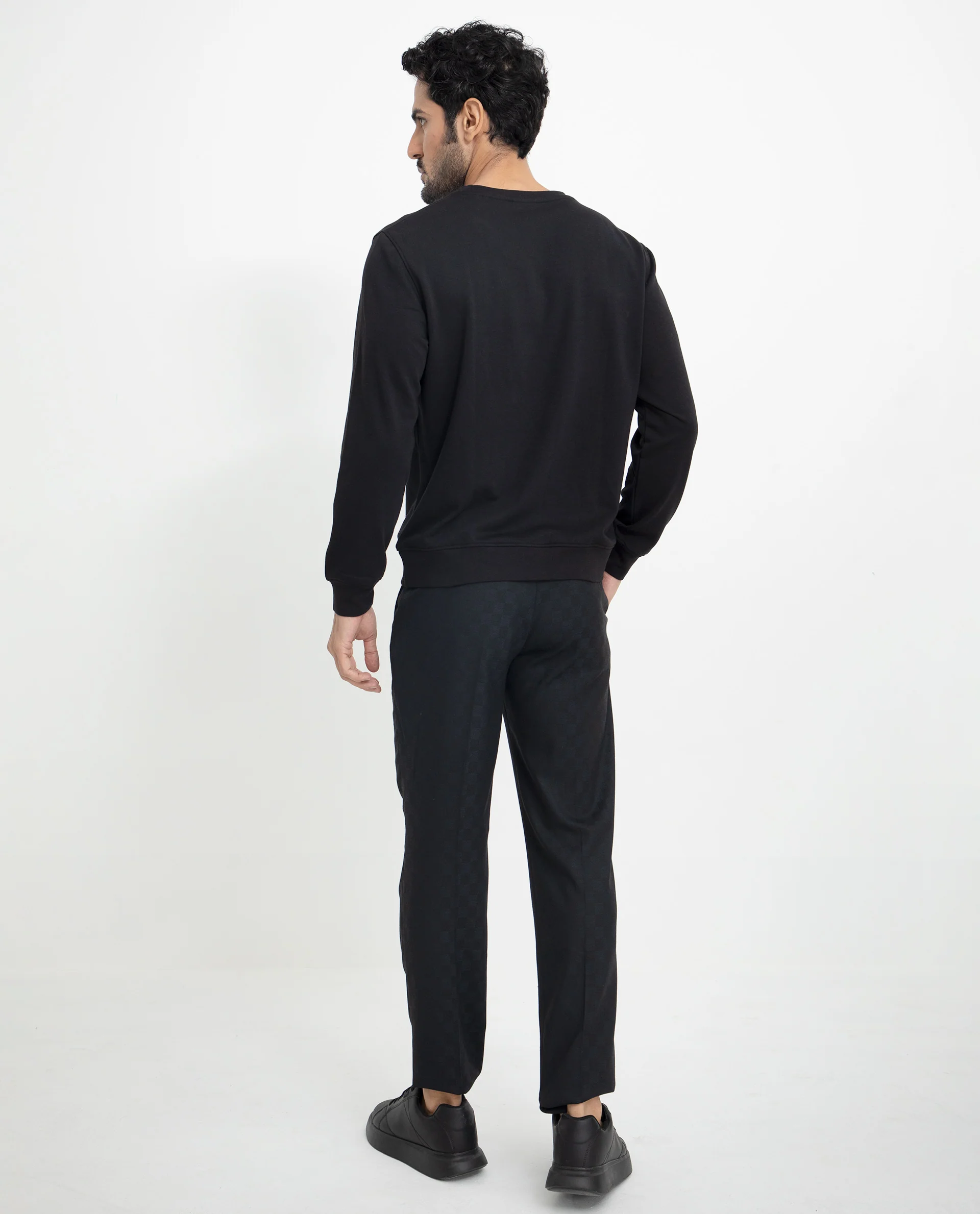 Rare Rabbit Men's Tide Black Velvet Ombre Regular Fit Full Sleeve Crew Neck Sweatshirt - Image 14
