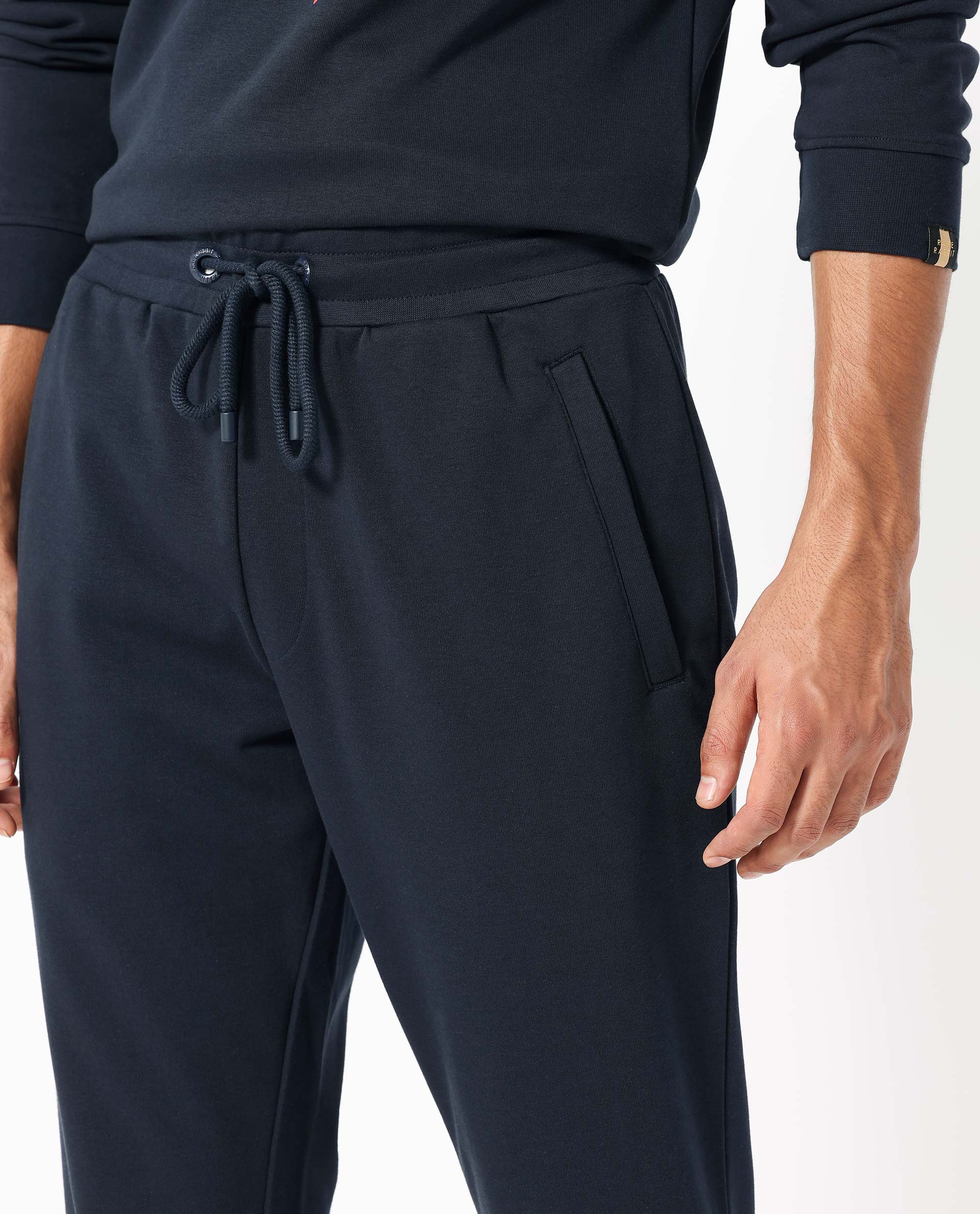Rare Rabbit Men's Toka Navy Cotton Polka Print Regular Fit Joggers - Image 2