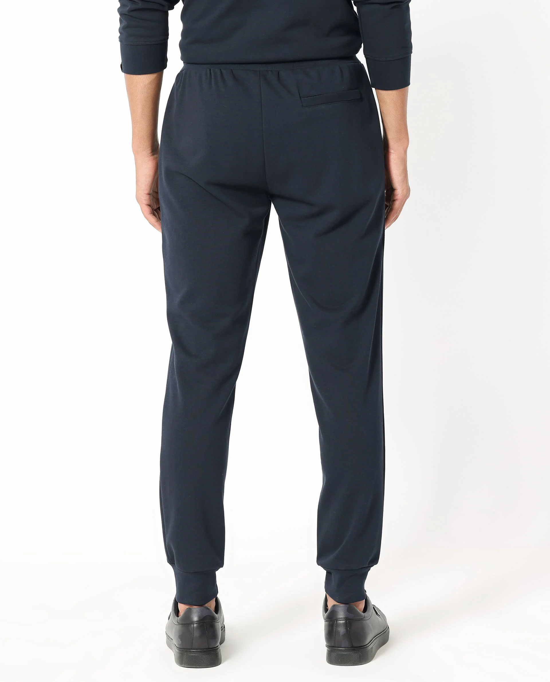 Rare Rabbit Men's Toka Navy Cotton Polka Print Regular Fit Joggers - Image 8