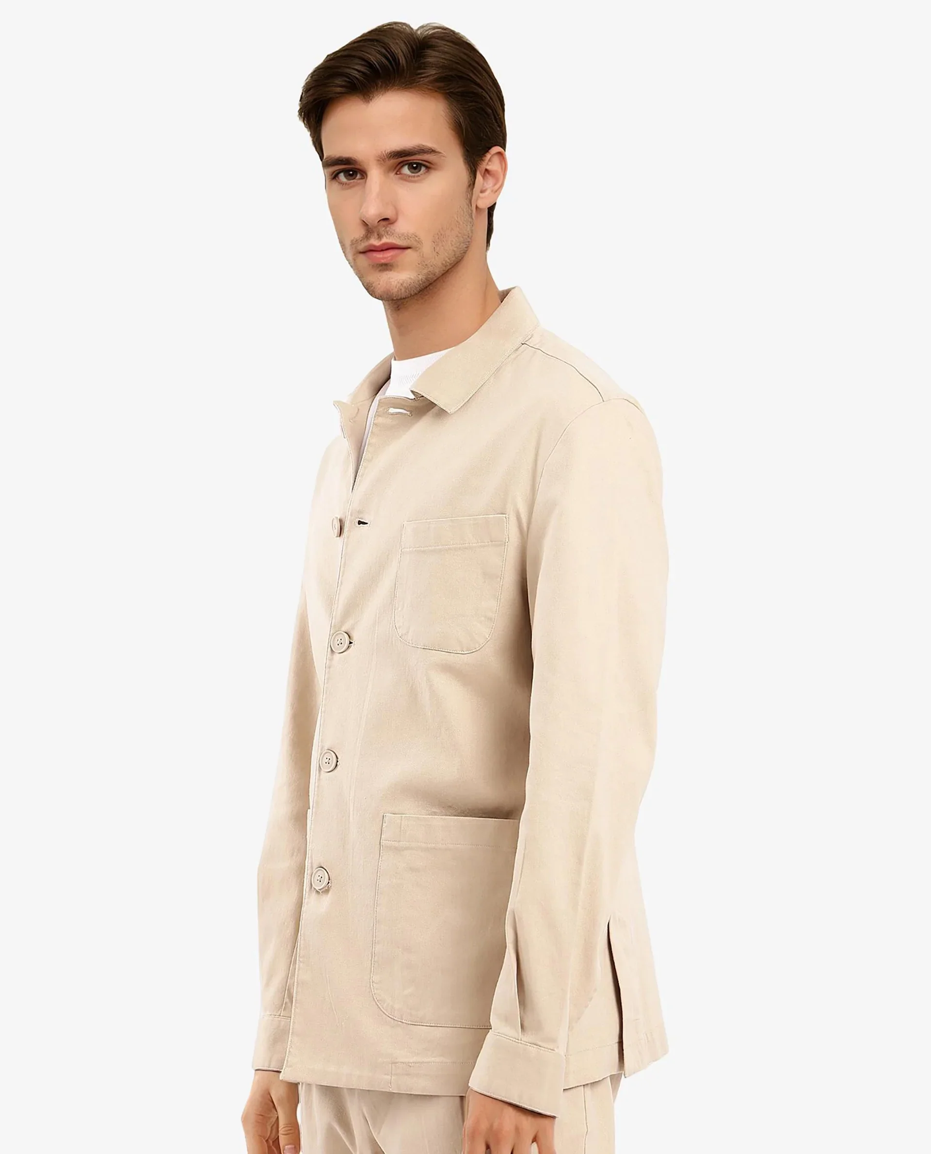 Rare Rabbit Men's Torroy Beige Cotton Blend Plain Regular Fit Full Sleeve Spread Collar Jacket - Image 10