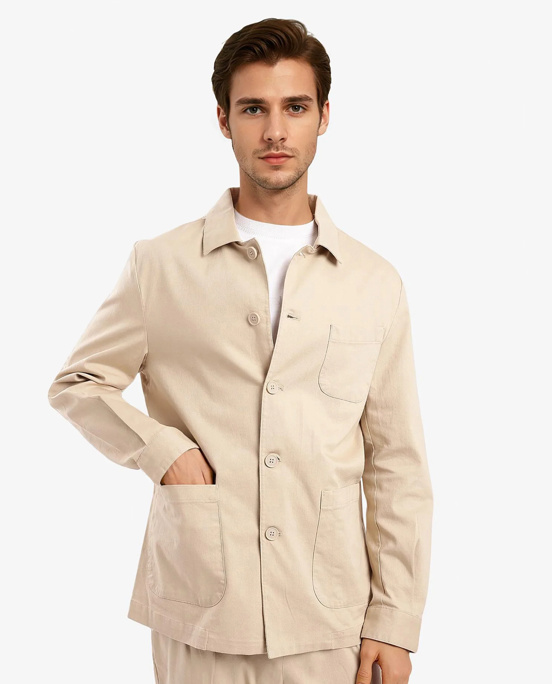 Rare Rabbit Men's Torroy Beige Cotton Blend Plain Regular Fit Full Sleeve Spread Collar Jacket - Image 11